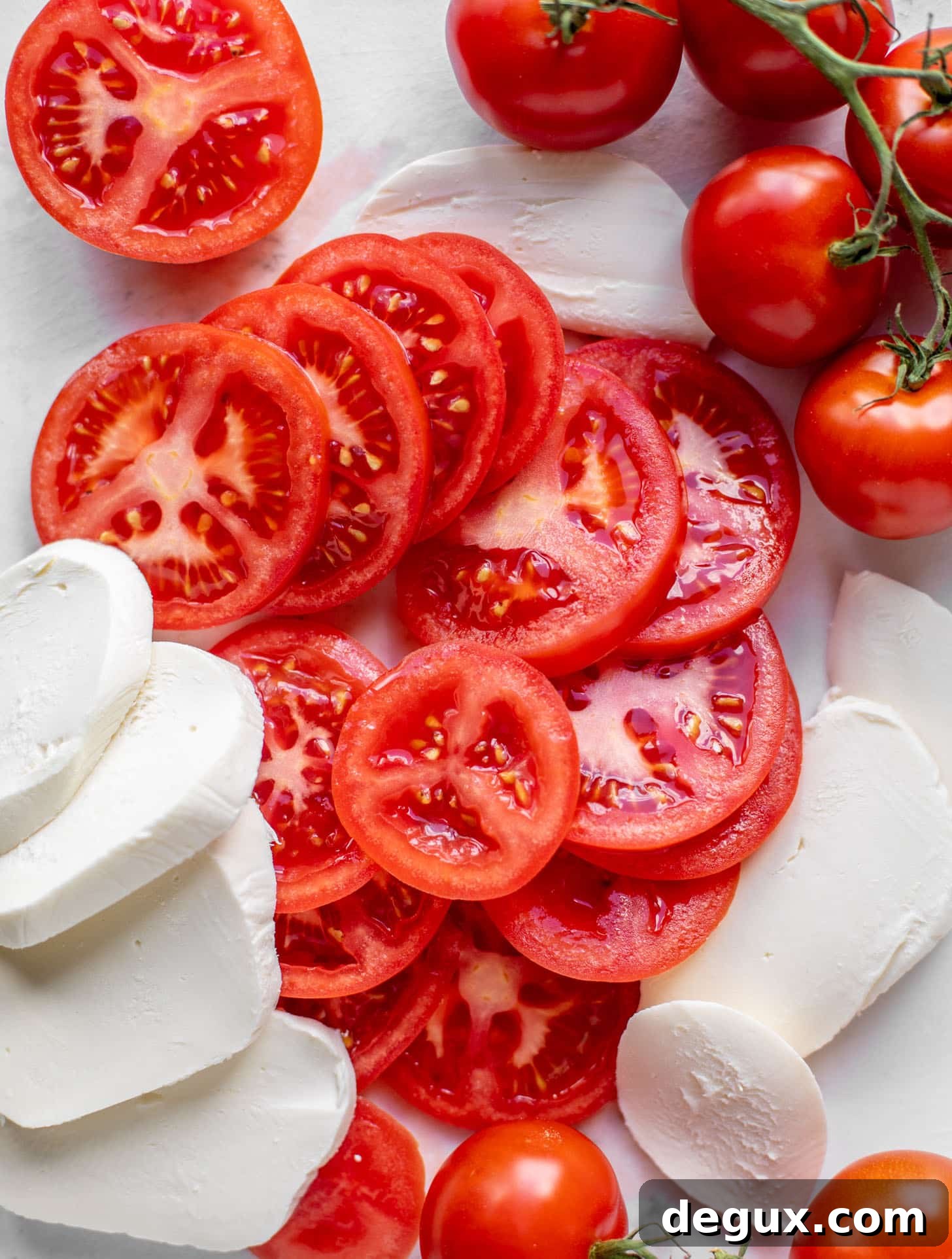 sliced tomatoes and mozzarella