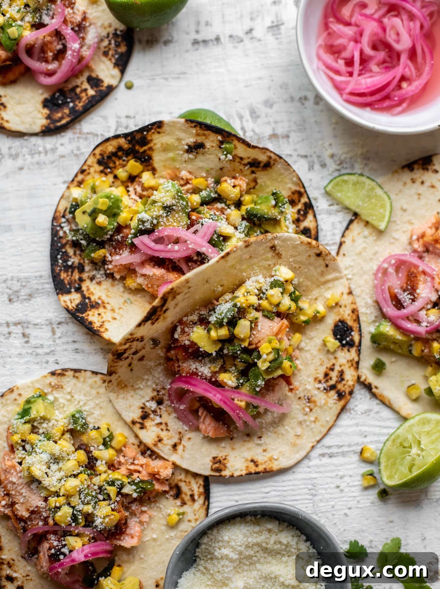 Summer Salmon Tacos with Grilled Corn & Charred Poblano Peppers 10 summer salmon tacos with grilled corn poblano salsa