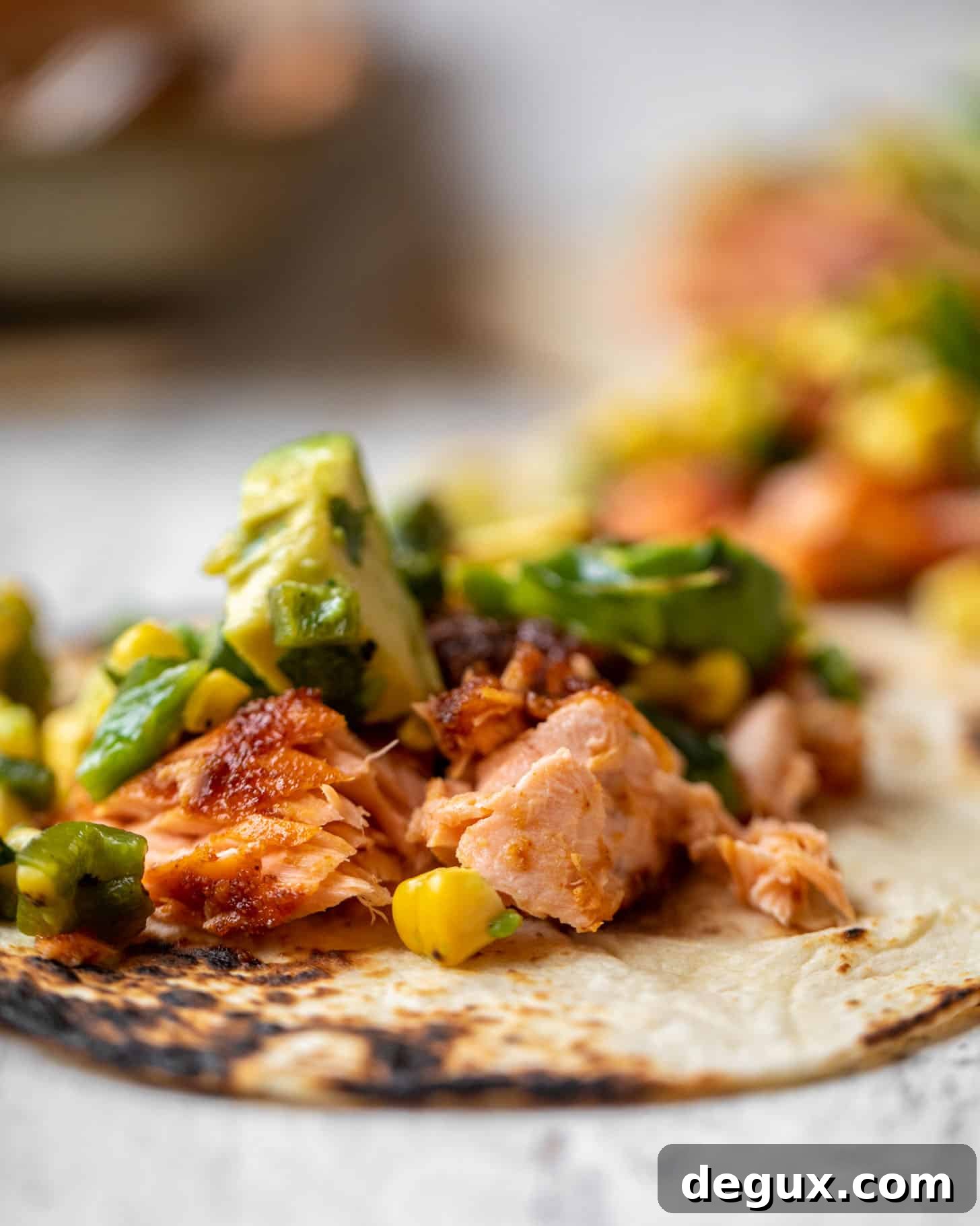 Summer Salmon Tacos with Grilled Corn & Charred Poblano Peppers 7 summer salmon tacos with grilled corn poblano salsa