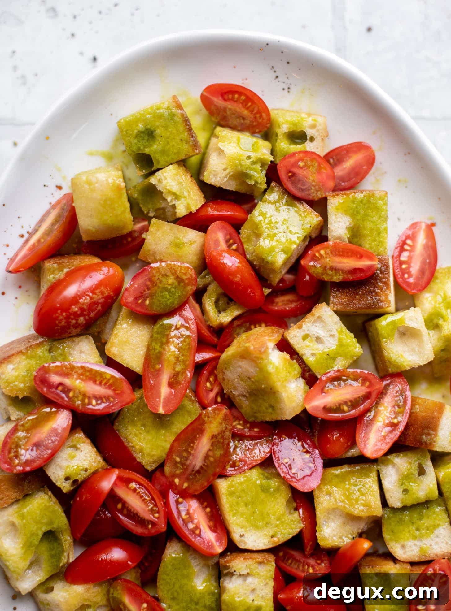 bread, tomatoes basil vinaigrette