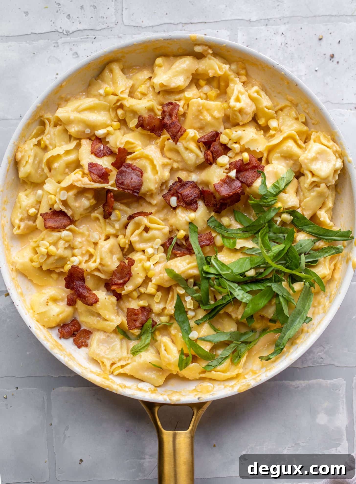 skillet with summer carbonara