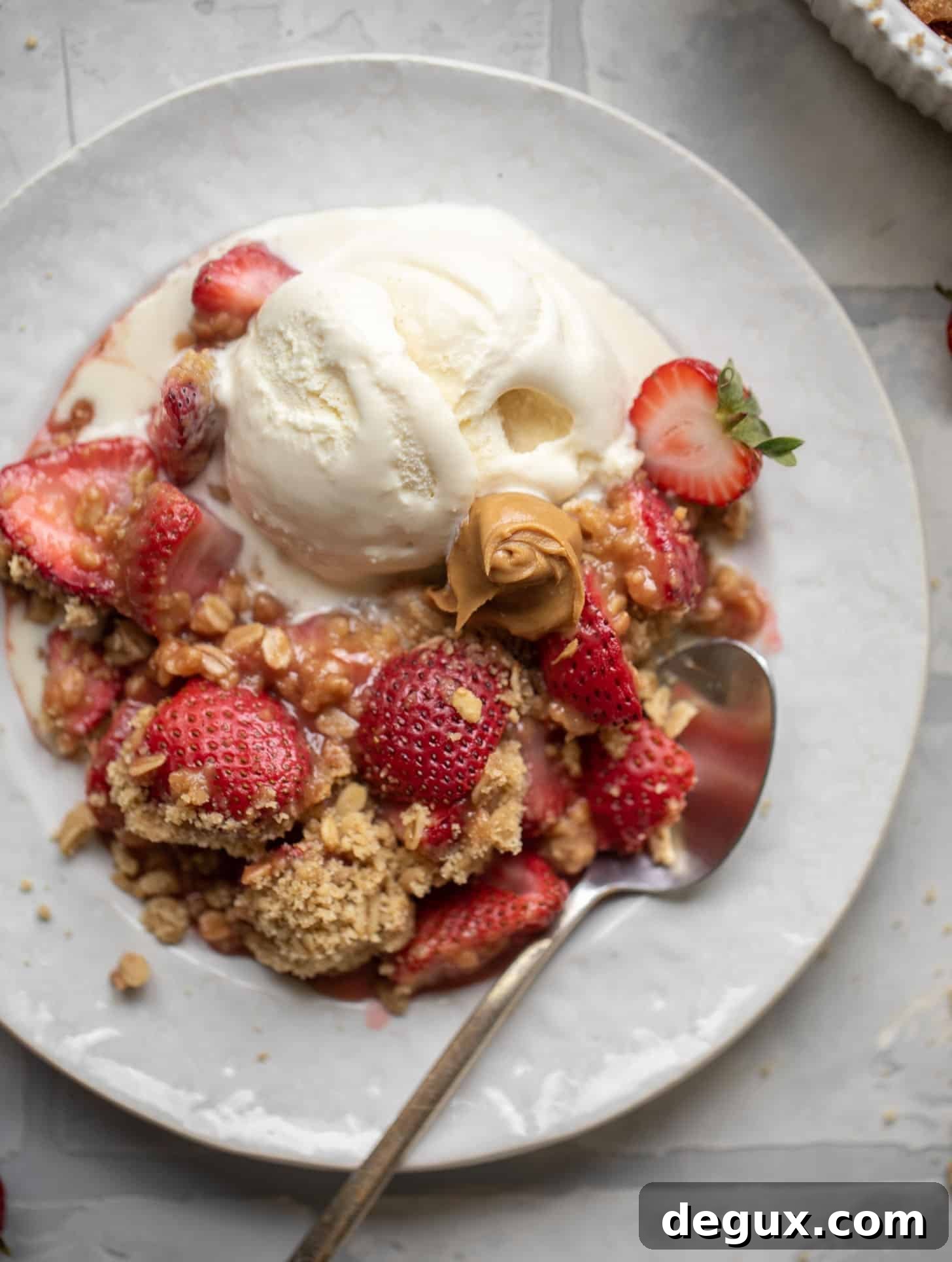 peanut butter and strawberry crumble