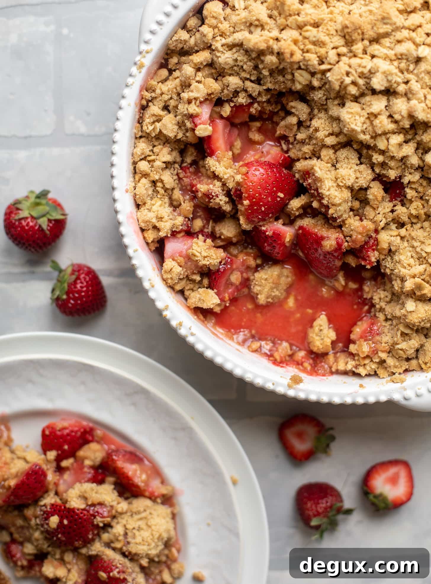 peanut butter and strawberry crumble