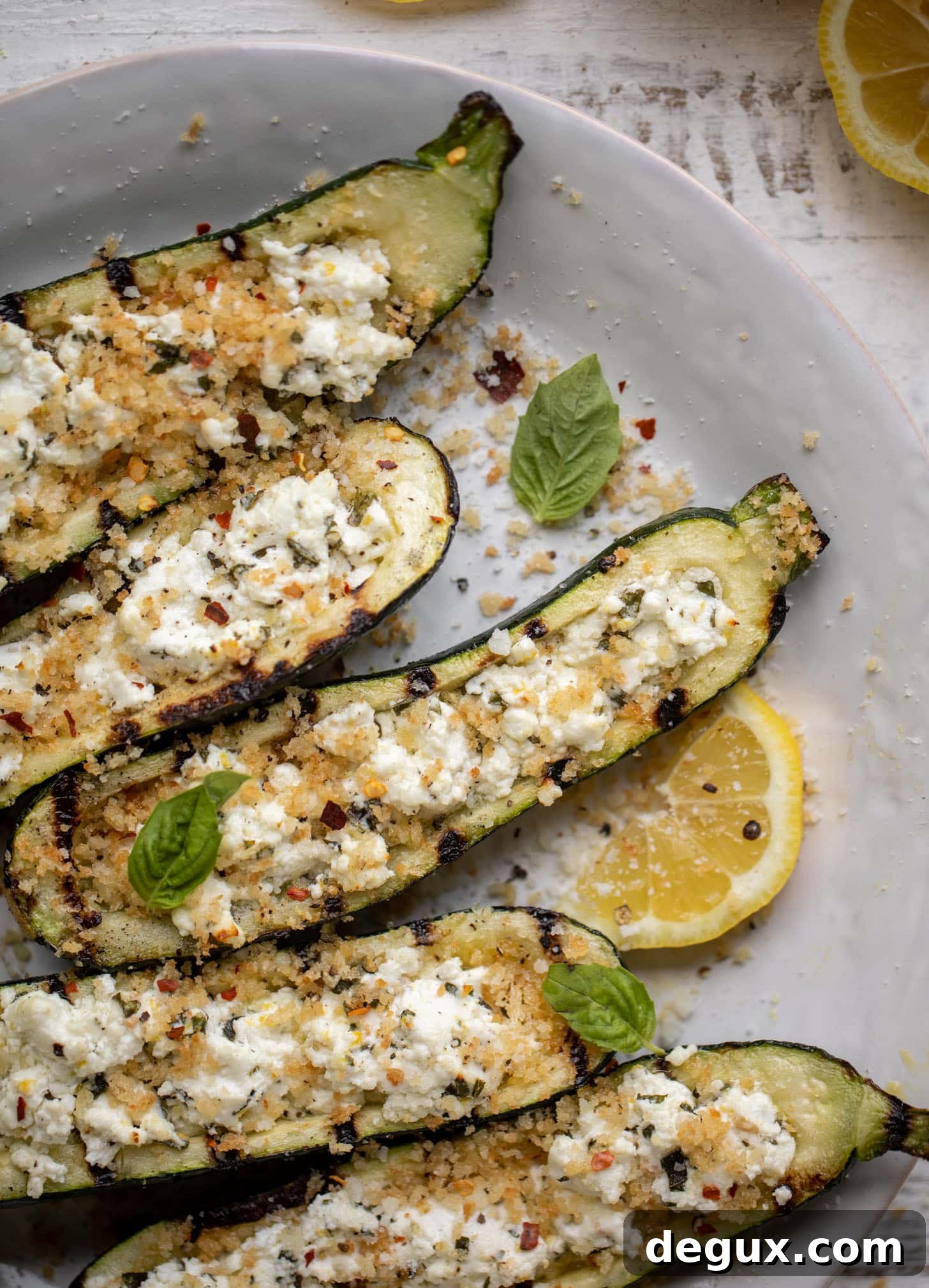 grilled goat cheese stuffed zucchini