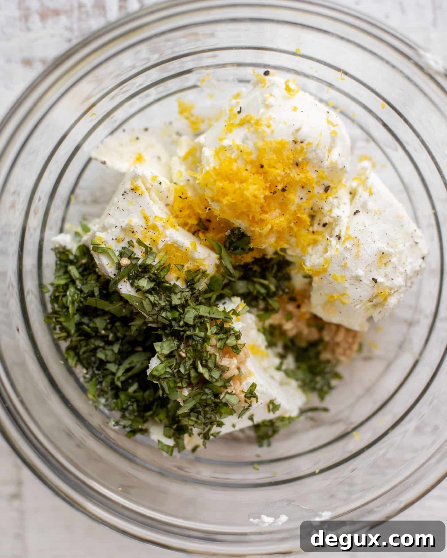 goat cheese, basil, lemon, garlic