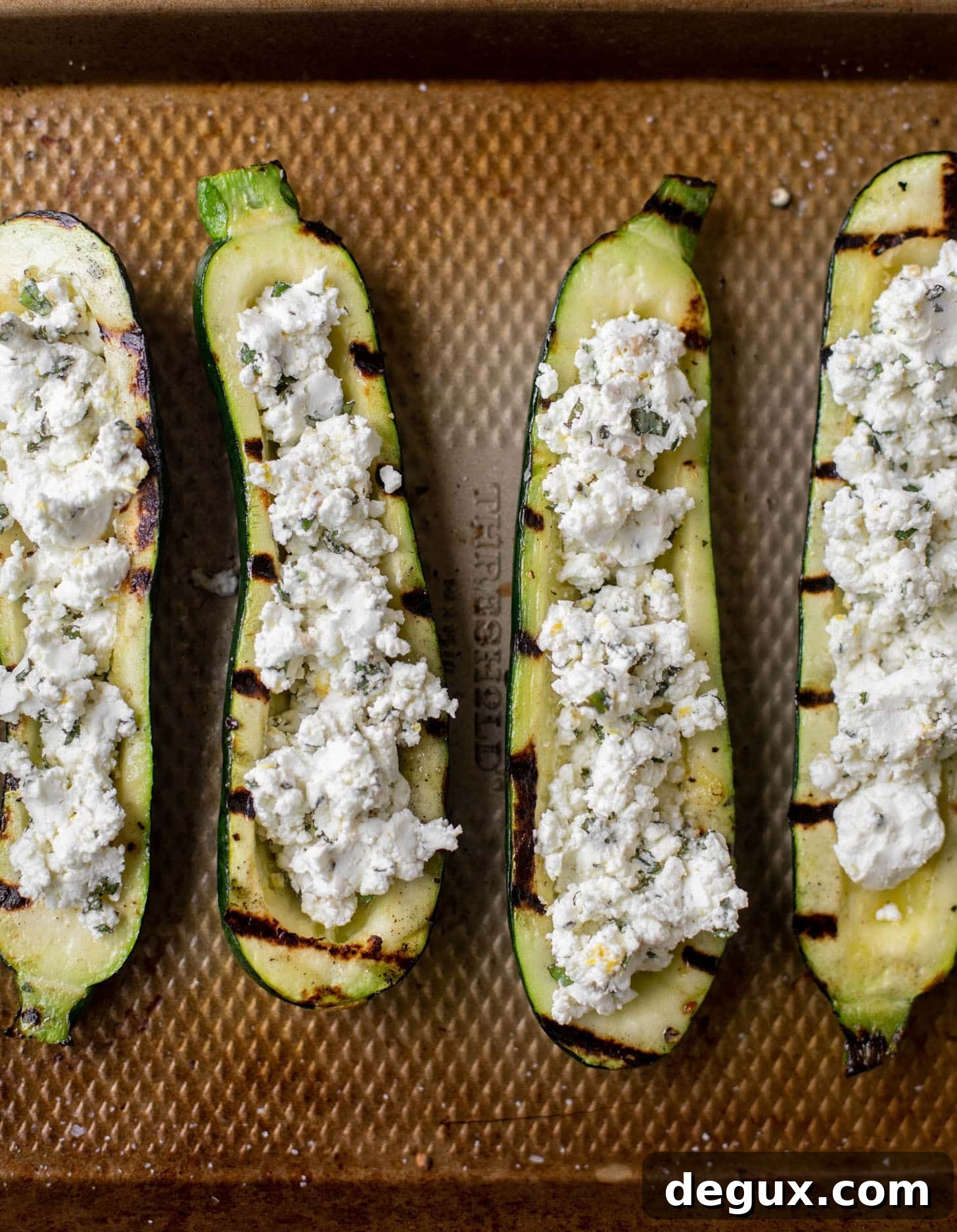 grilled goat cheese stuffed zucchini ready for the grill