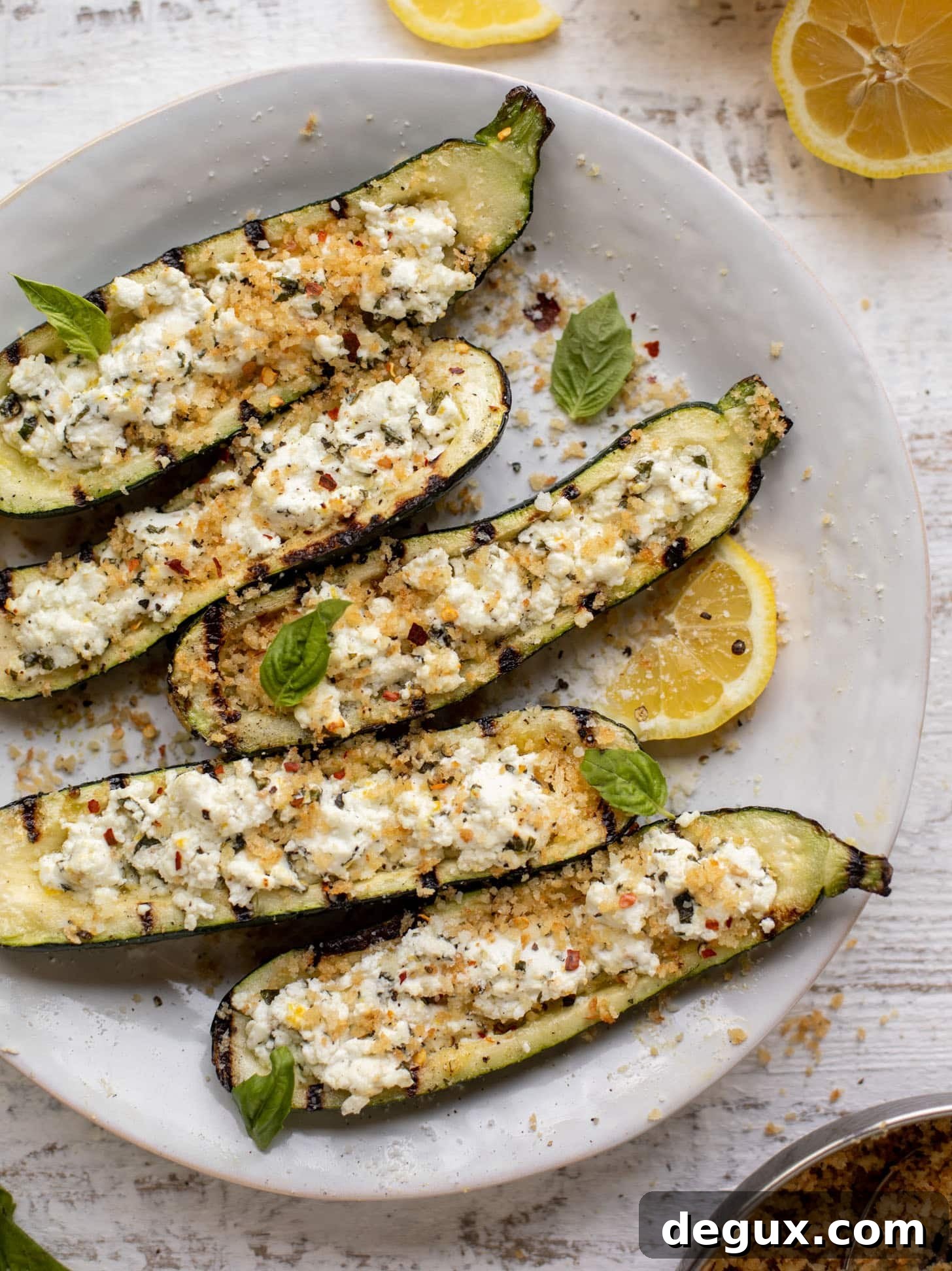 grilled goat cheese stuffed zucchini