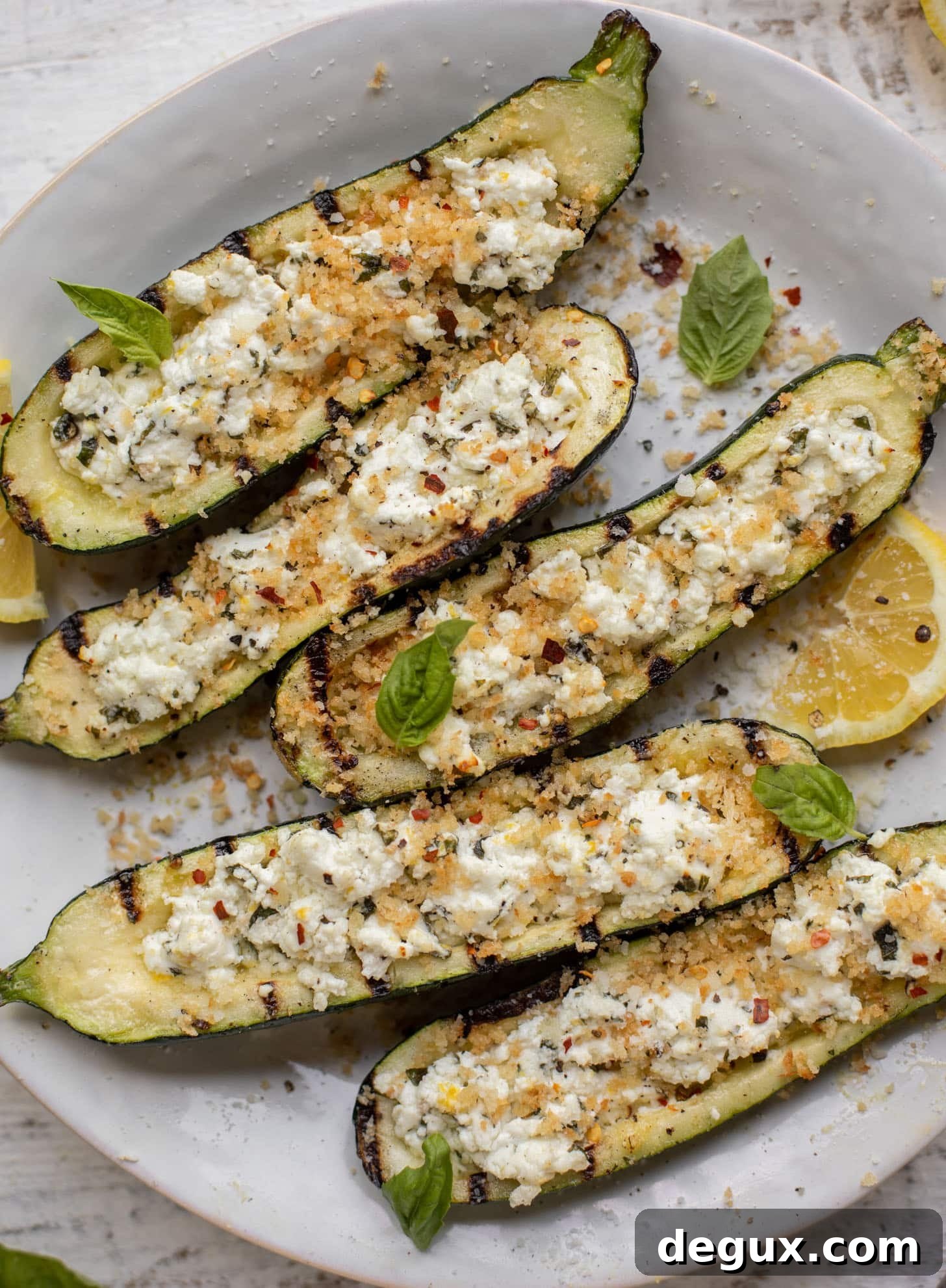 grilled goat cheese stuffed zucchini