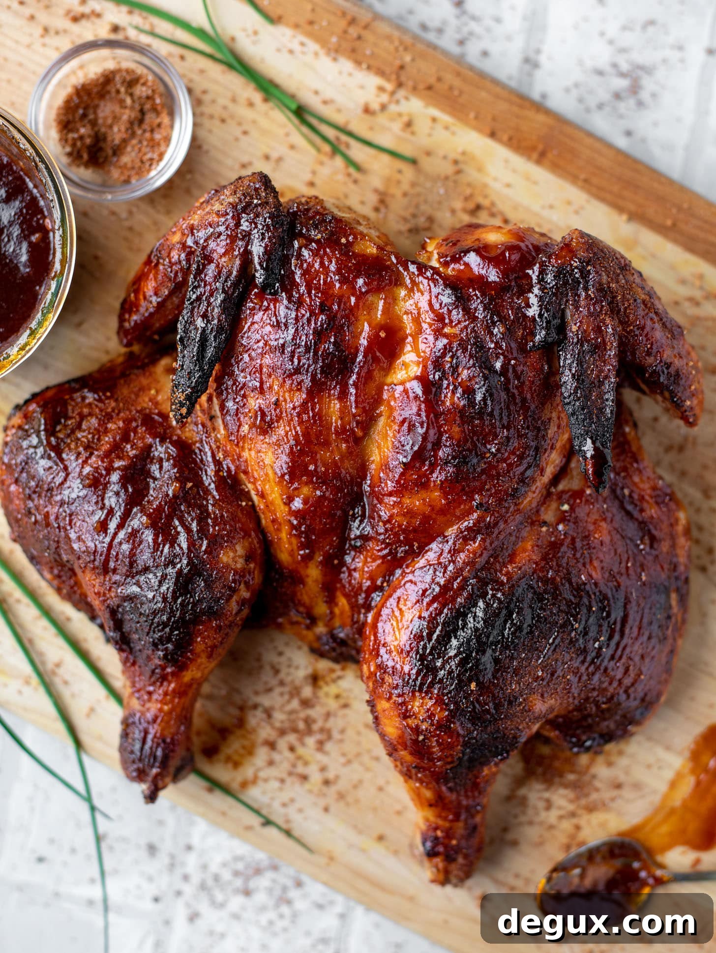 Spatchcock Grilled Chicken with Cola BBQ Glaze 2 grilled spatchcock chicken with cola bbq sauce
