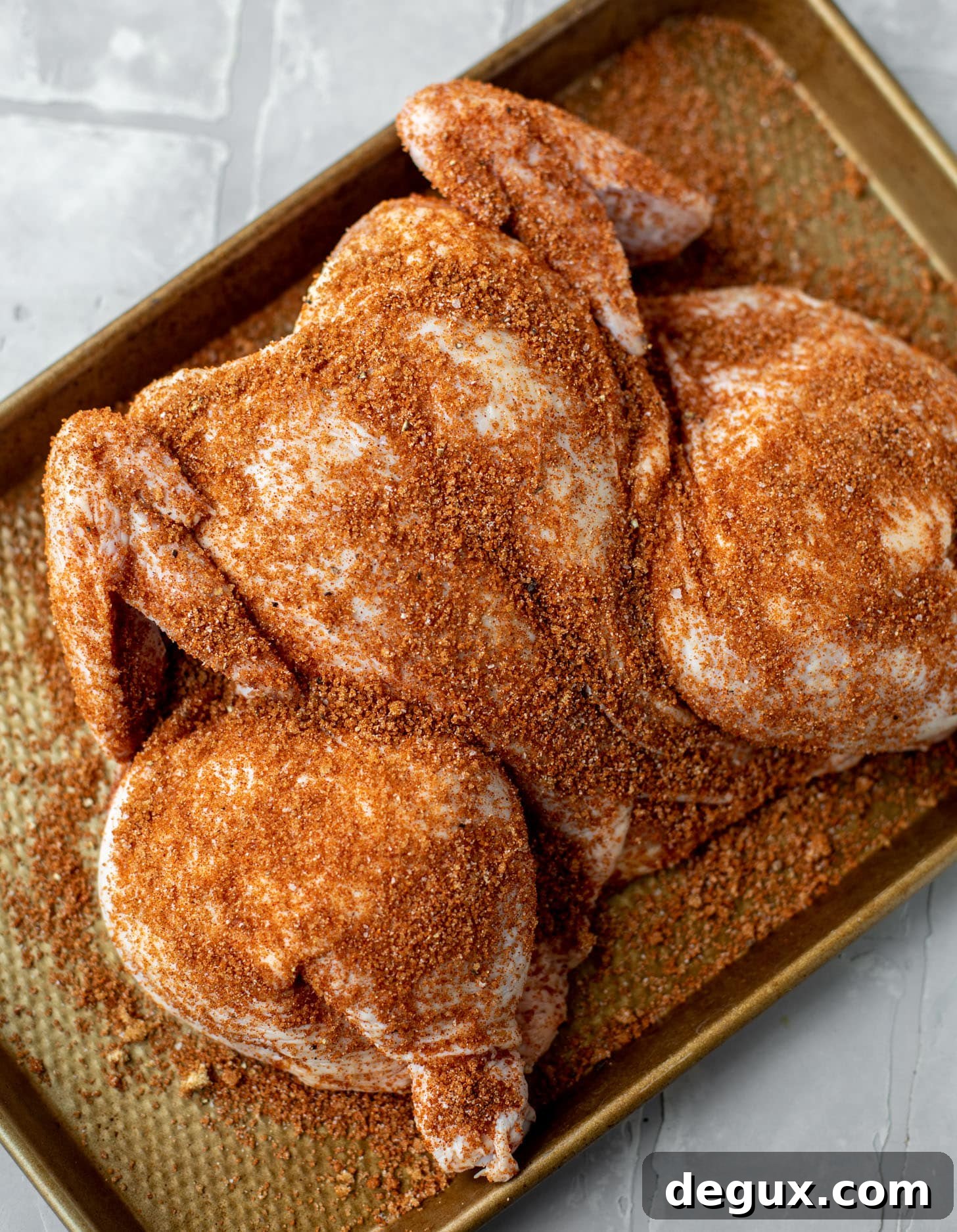 Spatchcock Grilled Chicken with Cola BBQ Glaze 4 spatchcock chicken with spices