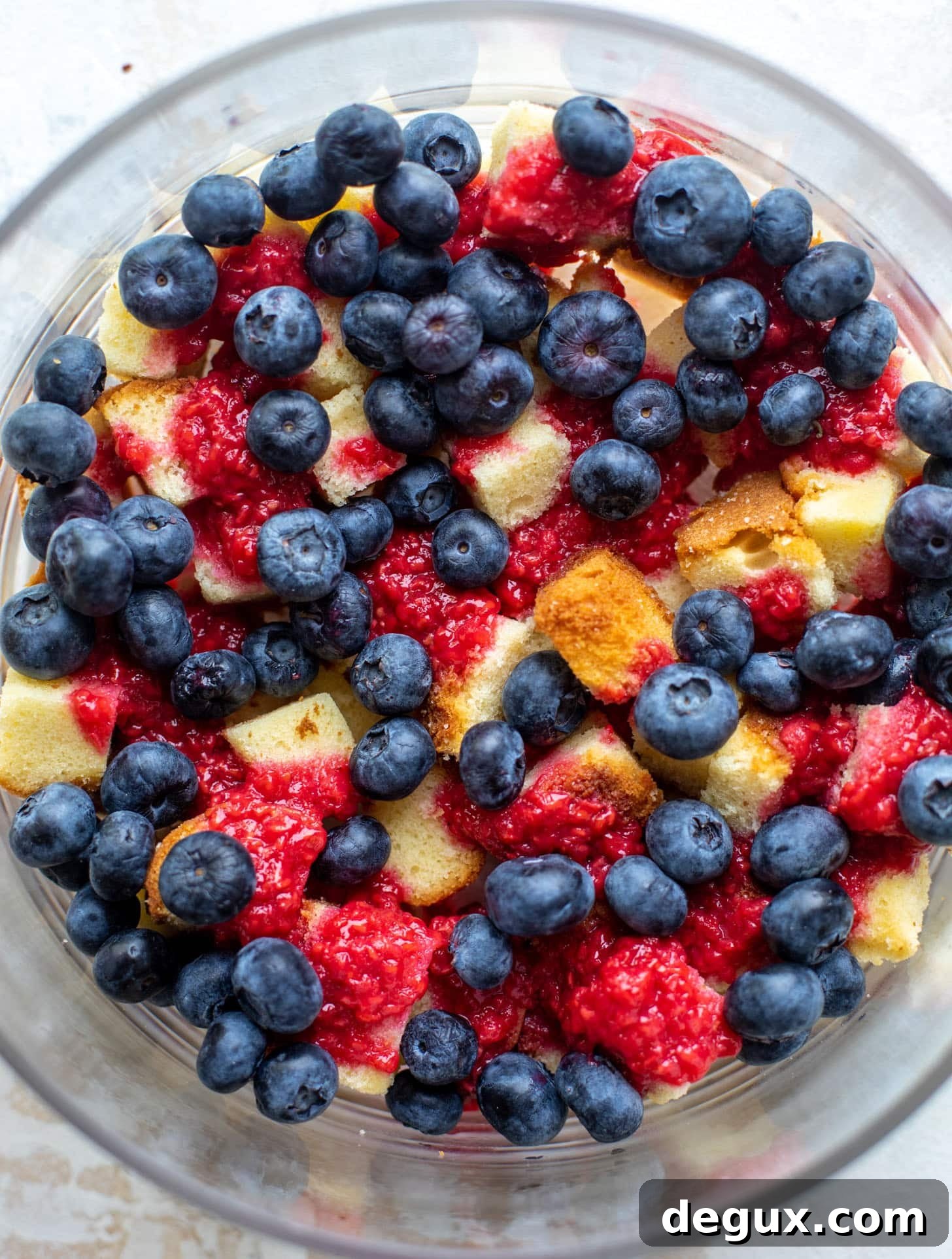 red white and blue berry trifle