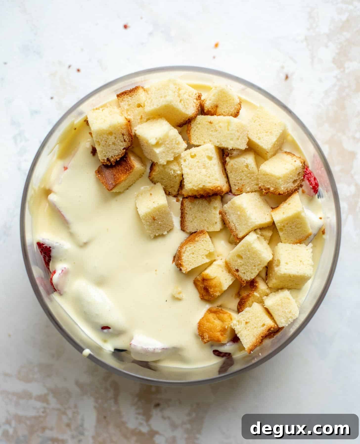 poundcake and vanilla pudding with berries