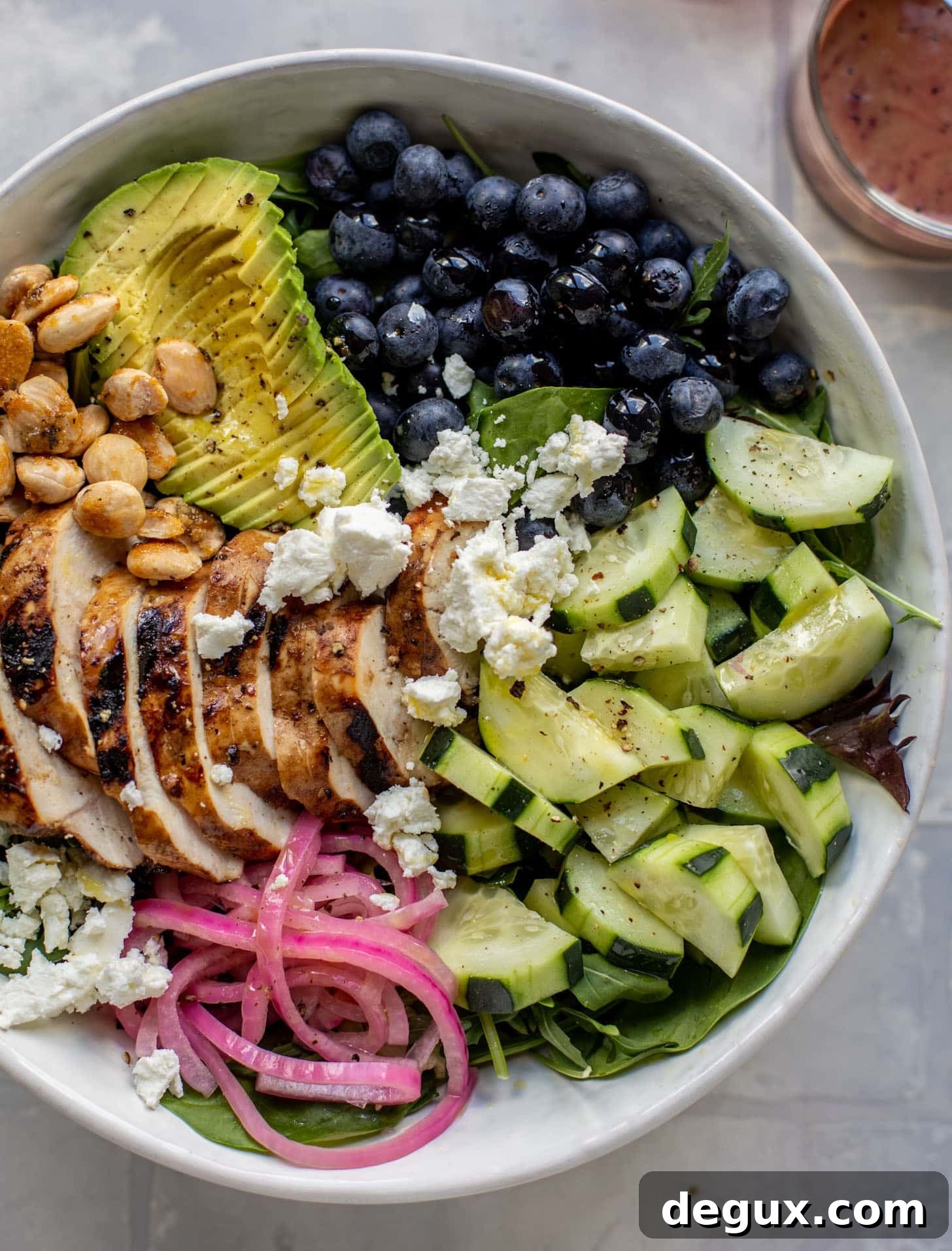 Grilled Chicken and Blueberry Salad with Herb-Sugared Marcona Almonds 5 grilled chicken blueberry salad