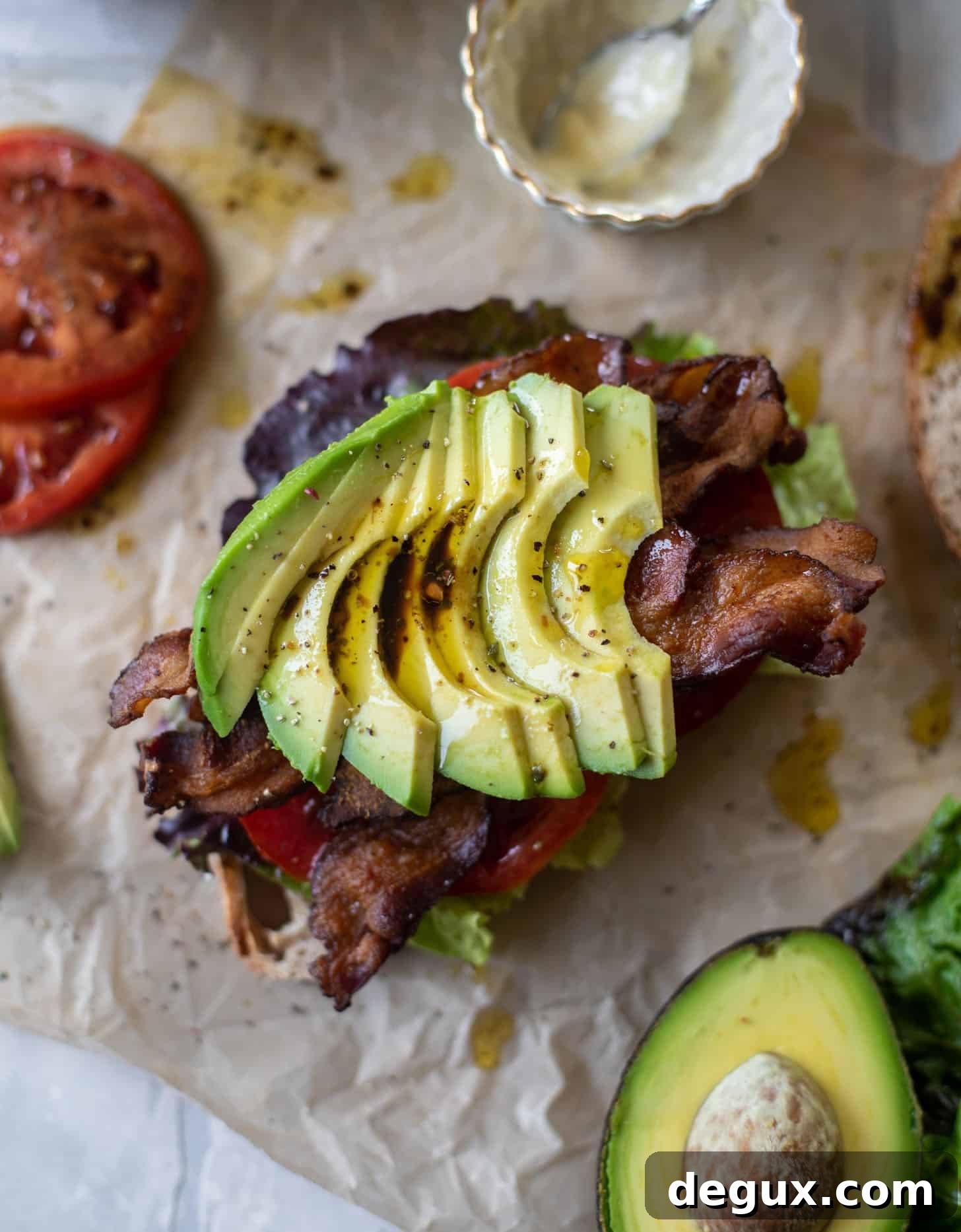 marinated tomato BLAT sandwiches