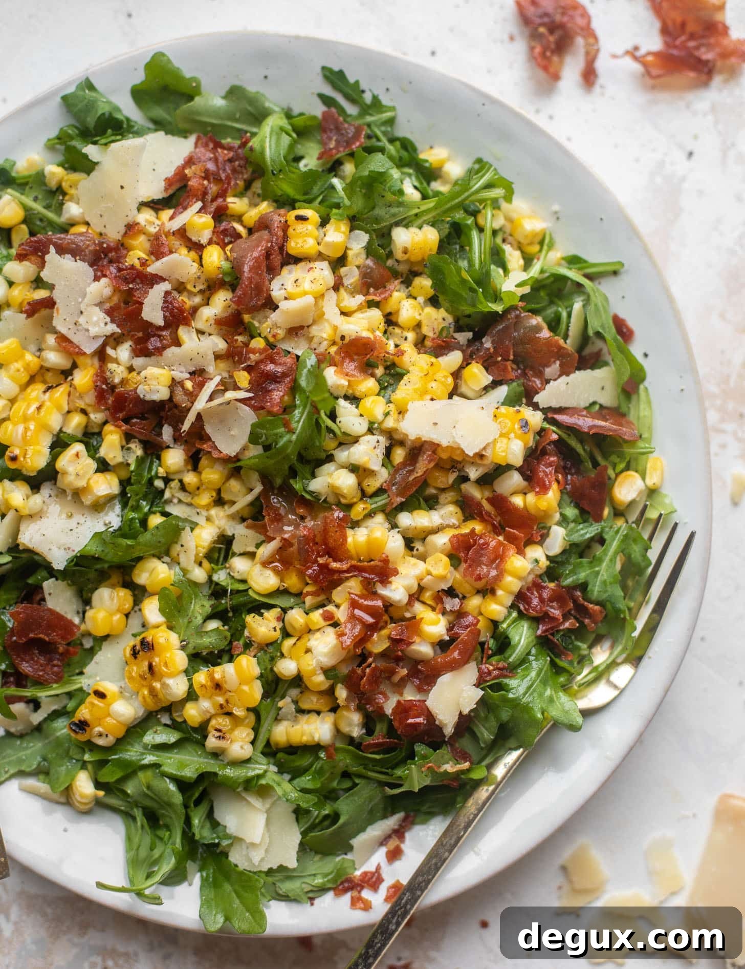 Crispy Prosciutto & Charred Corn Arugula Salad Recipe 6 crispy prosciutto & charred corn arugula salad