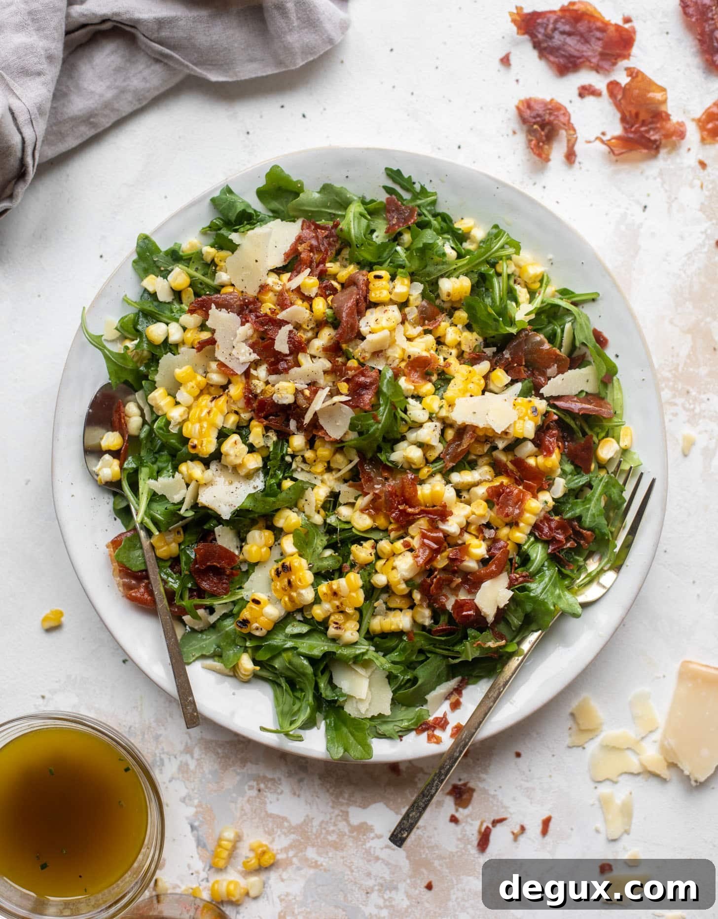 Crispy Prosciutto & Charred Corn Arugula Salad Recipe 7 crispy prosciutto & charred corn arugula salad