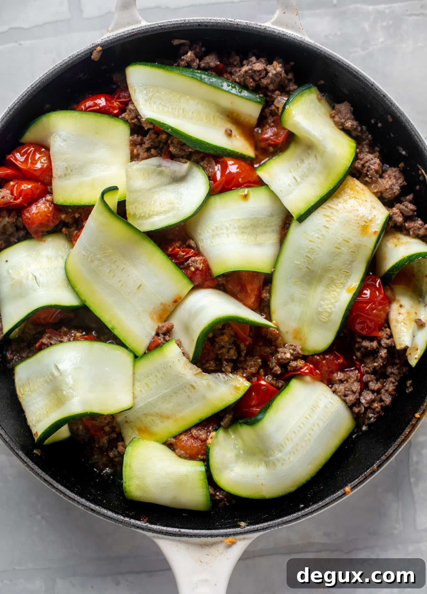 Skillet Cherry Tomato and Zucchini Lasagna 5 zucchini skillet lasagna