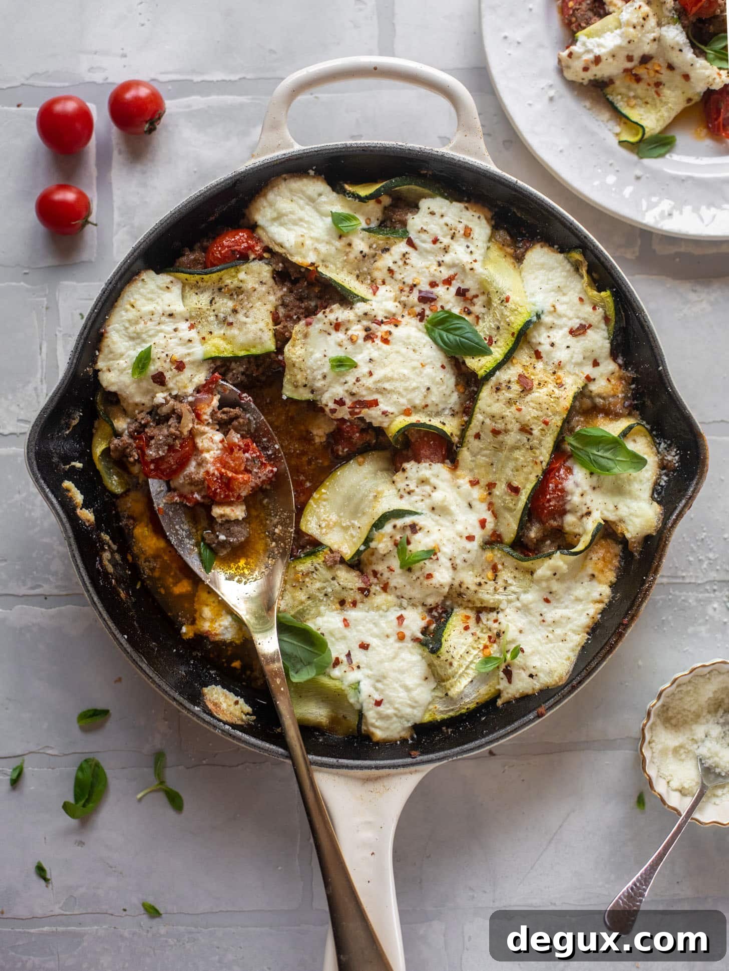 Skillet Cherry Tomato and Zucchini Lasagna 10 zucchini skillet lasagna