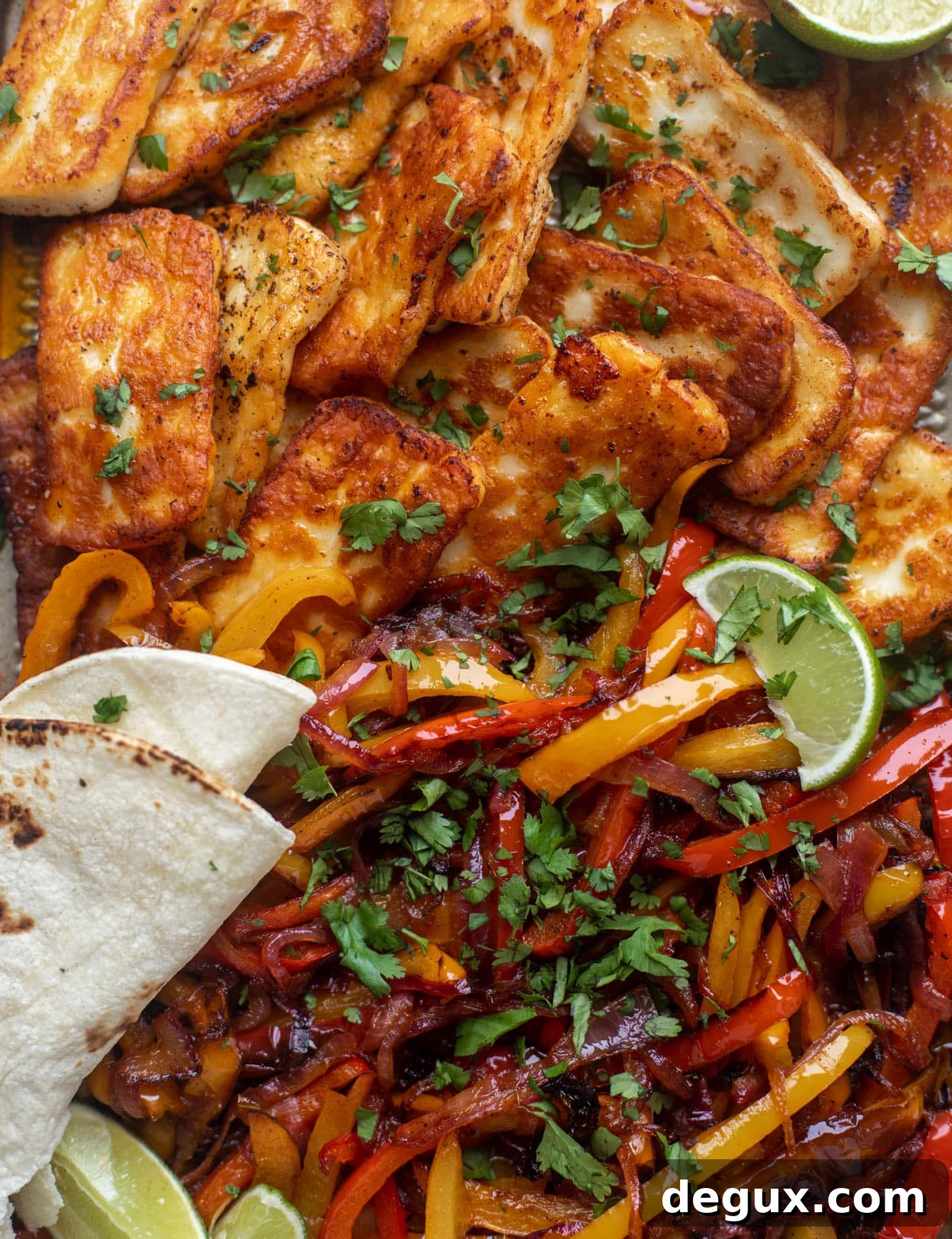 Crispy Halloumi Fajitas with Charred Peppers and Lime 5 crispy halloumi fajitas