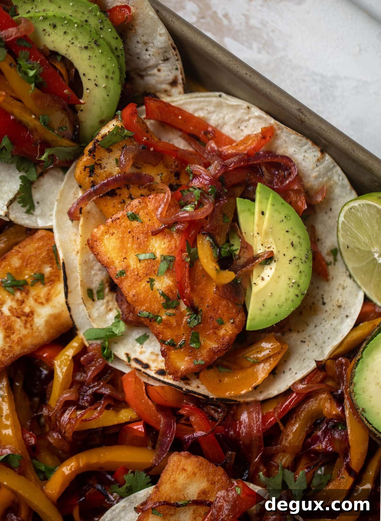 Crispy Halloumi Fajitas with Charred Peppers and Lime 7 crispy halloumi fajitas