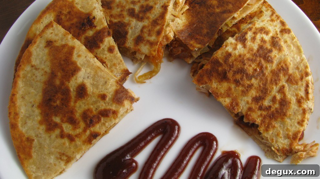 BBQ chicken quesadilla on a plate
