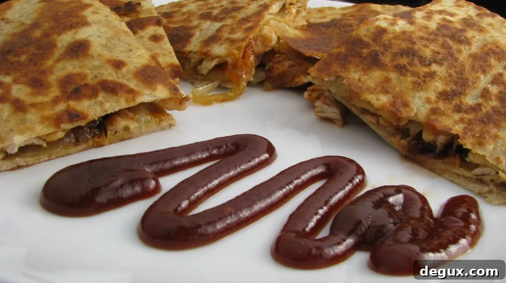 Close up of a sliced quesadilla
