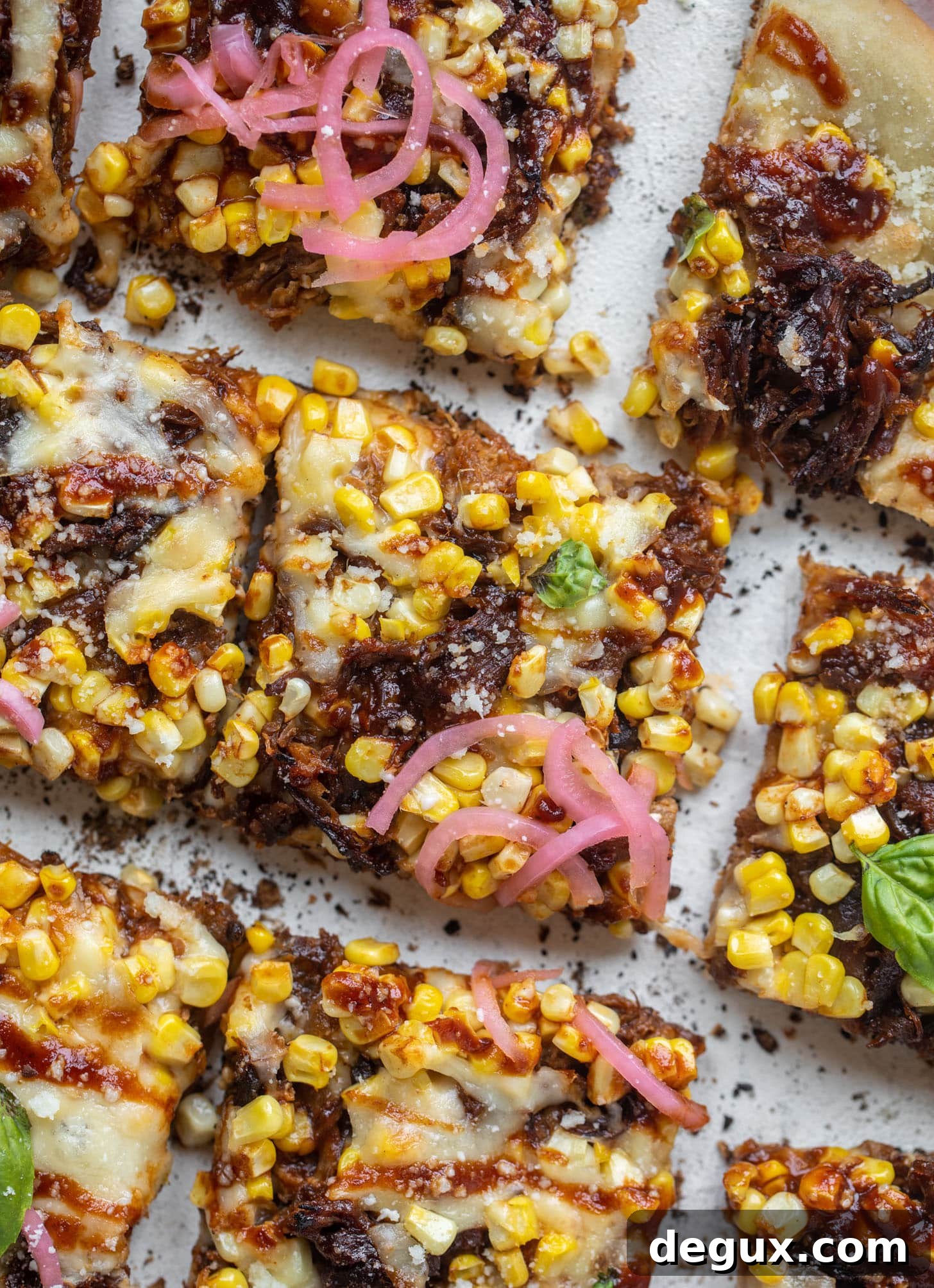 BBQ pulled pork & sweet corn pizza