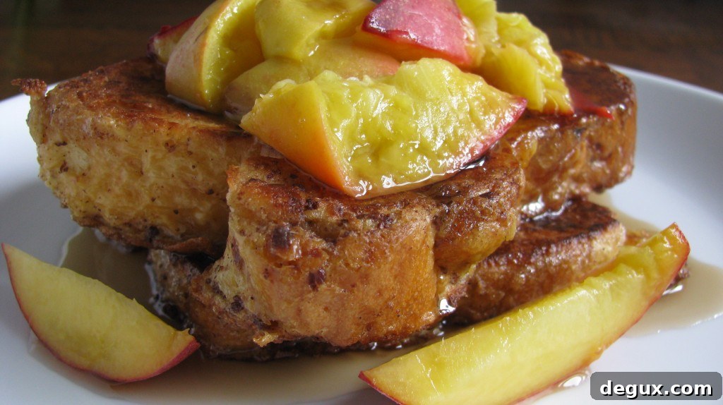 Plated bourbon peach french toast