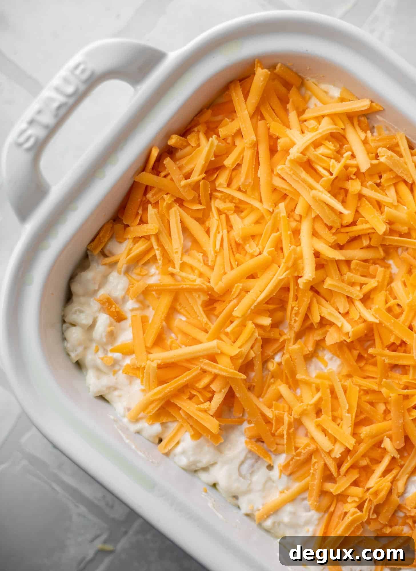 cheddar on top of potatoes