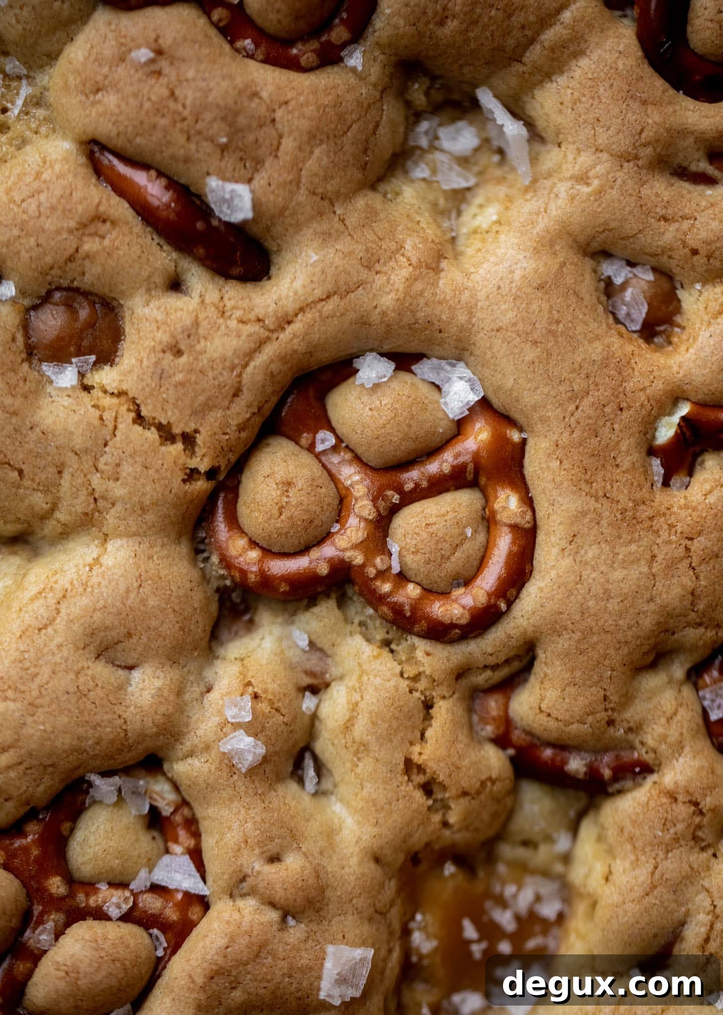 up close caramel pretzel skillet cookie
