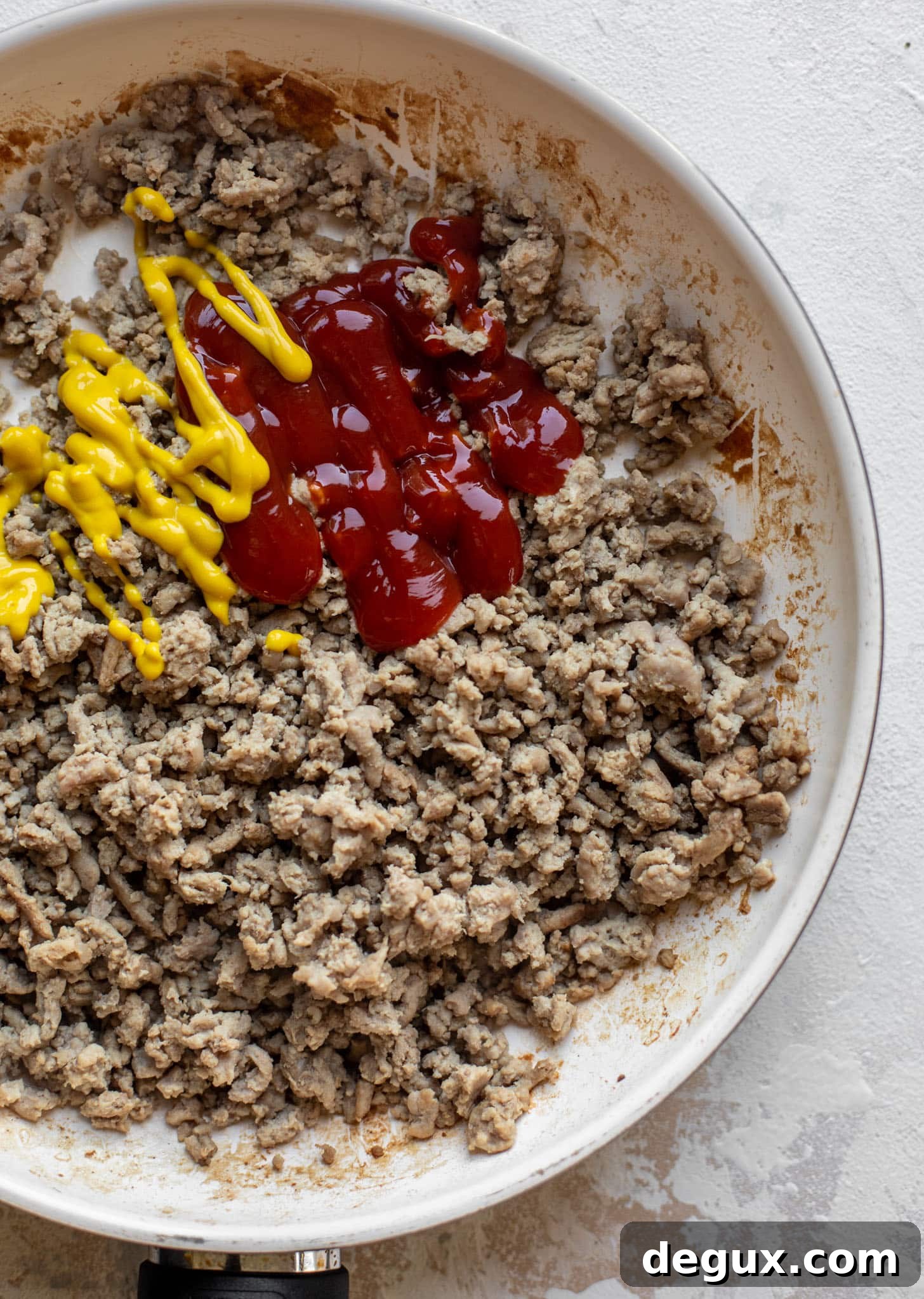 Crispy Baked Cheeseburger Tacos with How Sweet Eats Sauce 4 ground turkey with ketchup and mustard