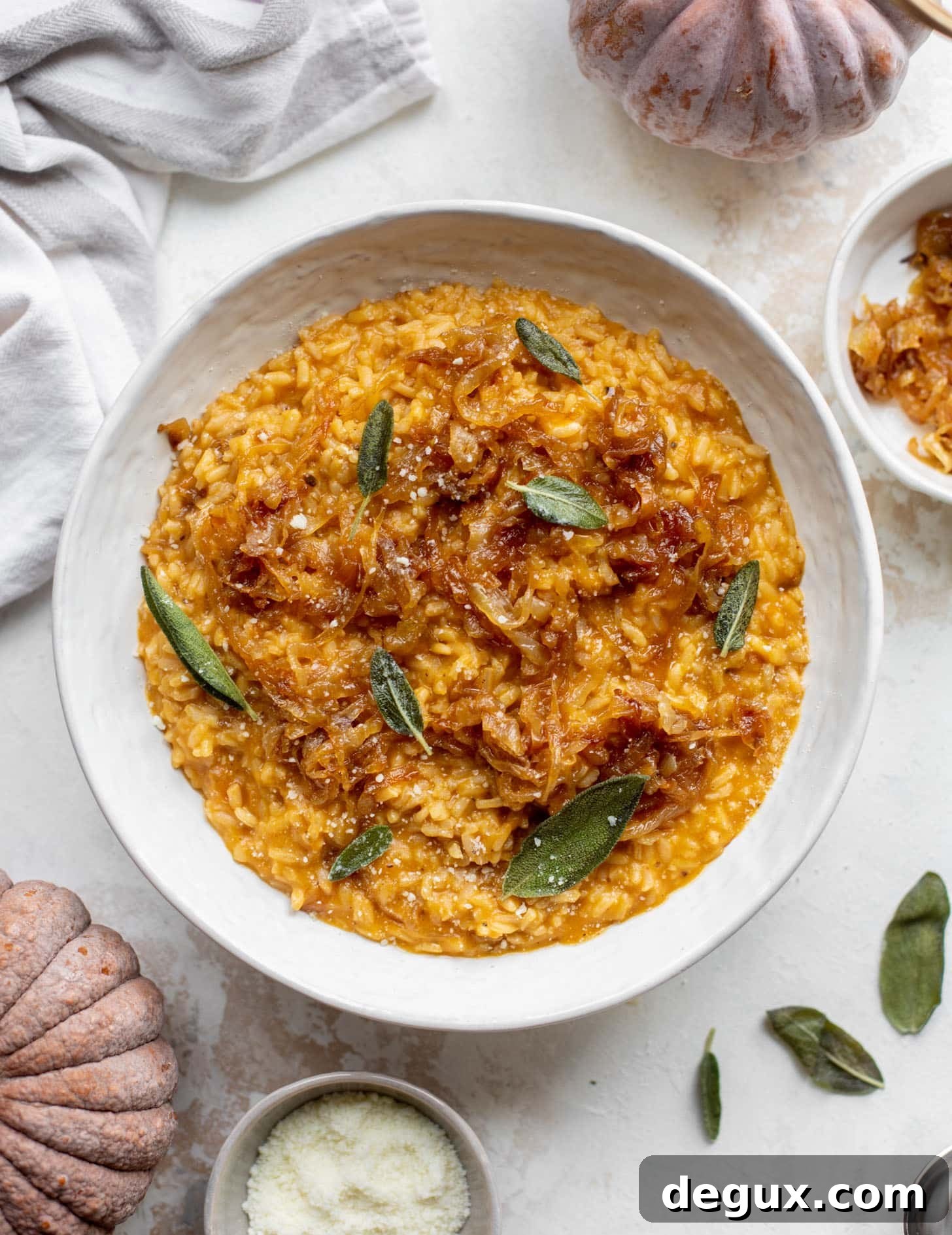 pumpkin risotto with cider caramelized onions