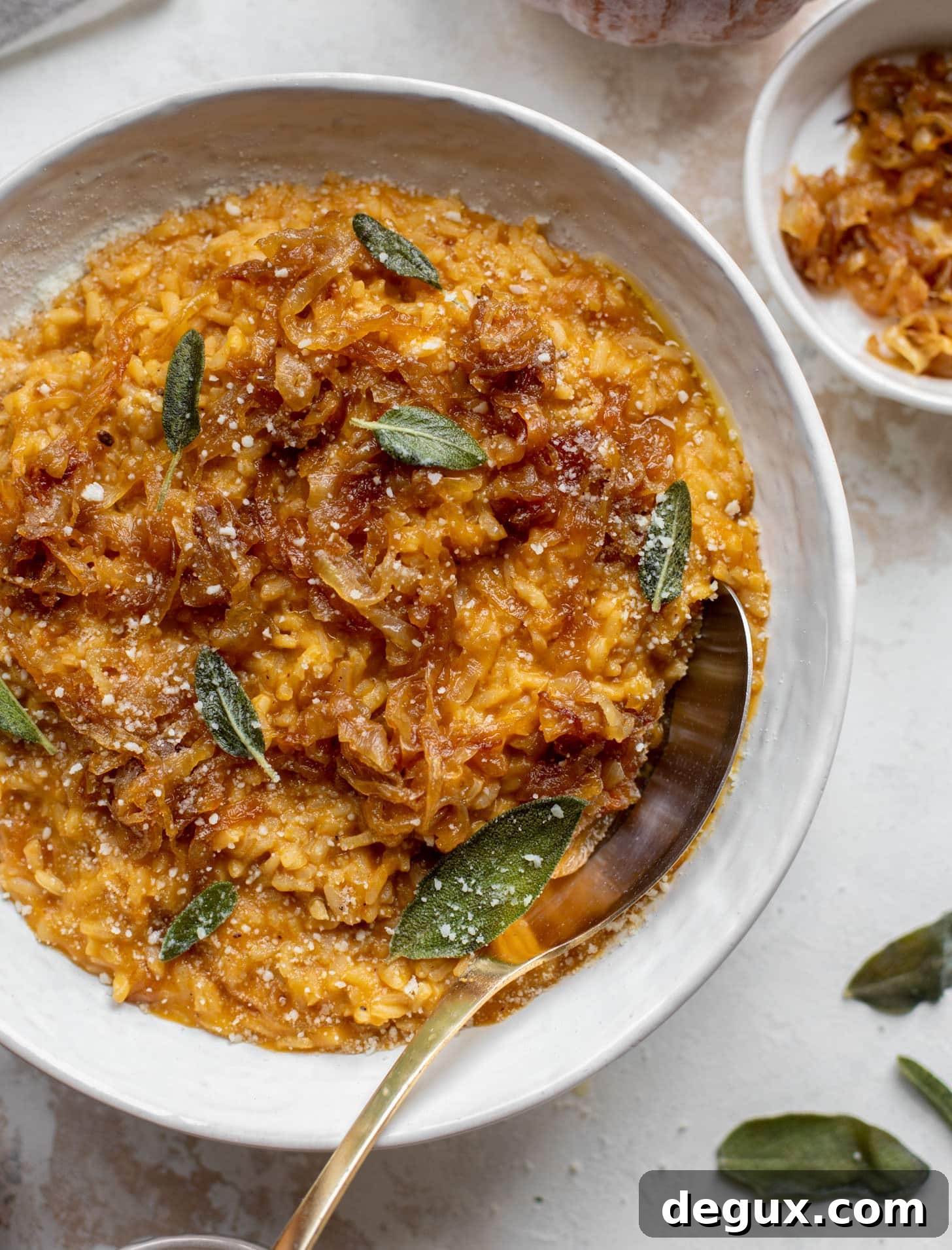 pumpkin risotto with cider caramelized onions