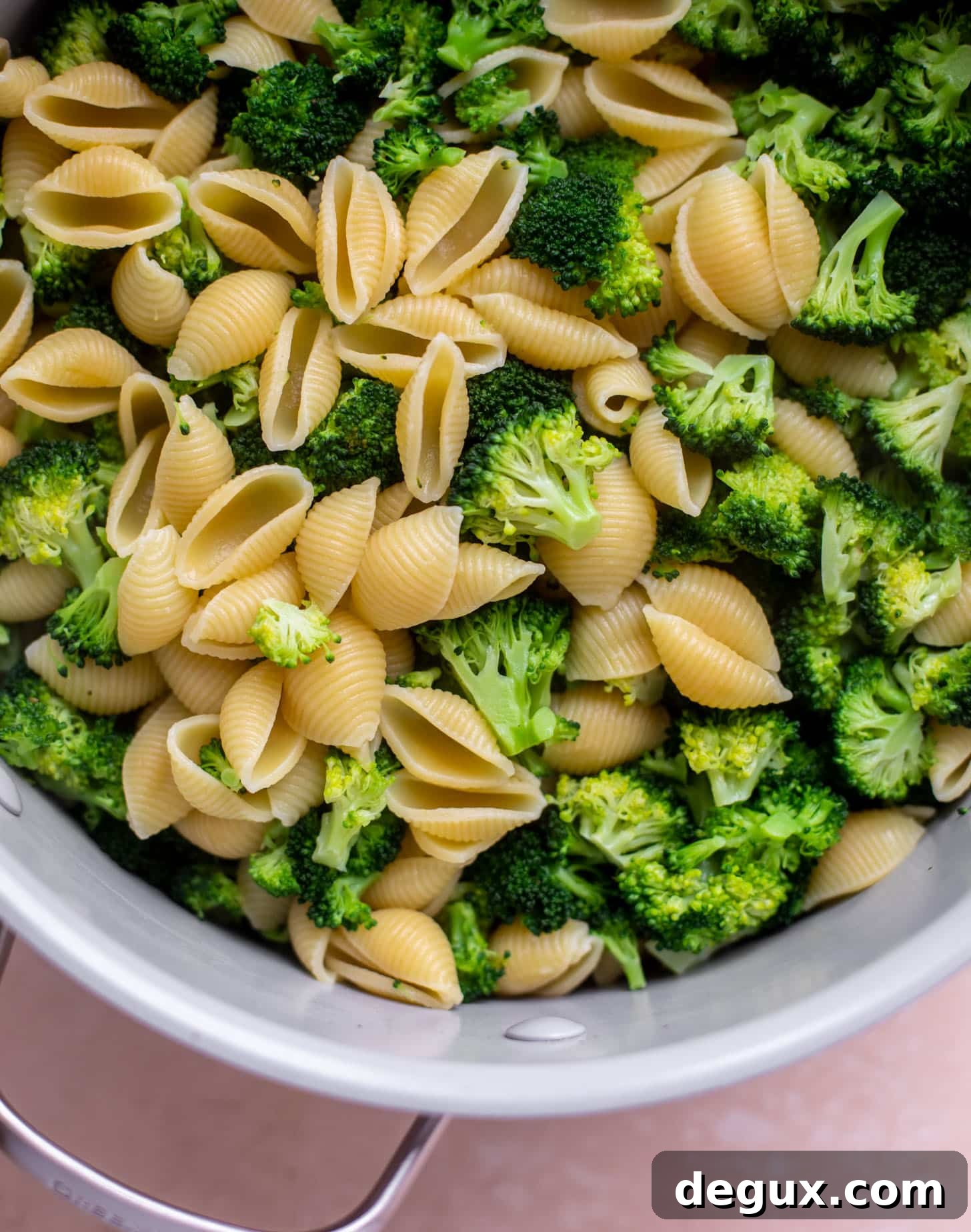 pot of pasta and broccoli