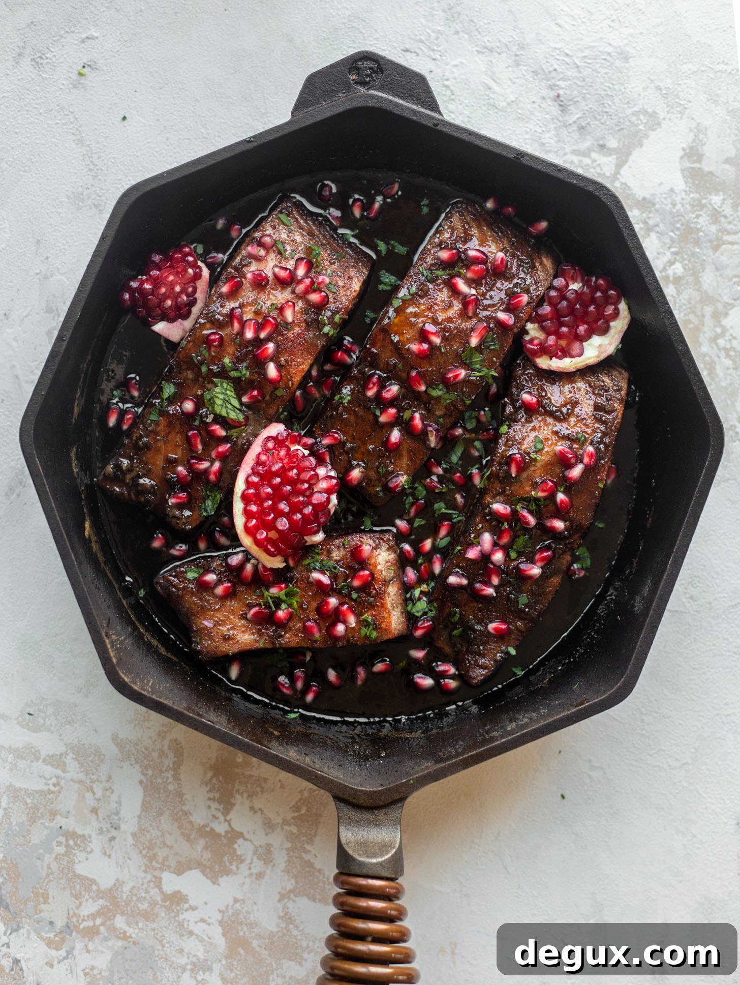 Sticky Pomegranate Salmon with Roasted Brussels Sprouts & Broccoli 7 sticky pomegranate salmon