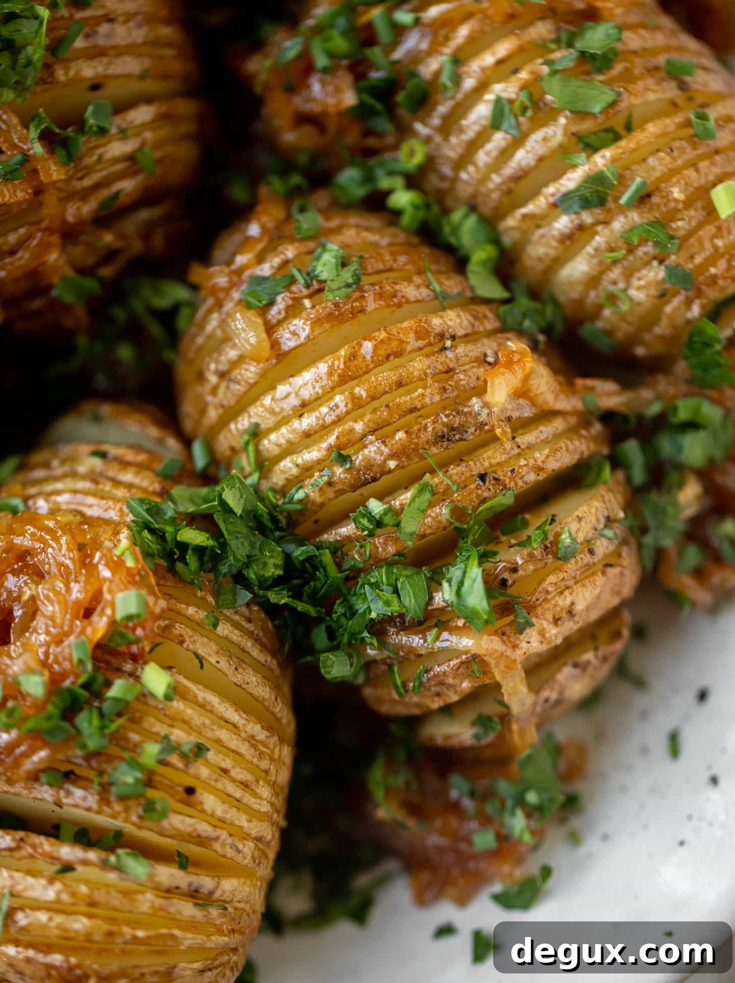 garlic brown butter hasselback potatoes