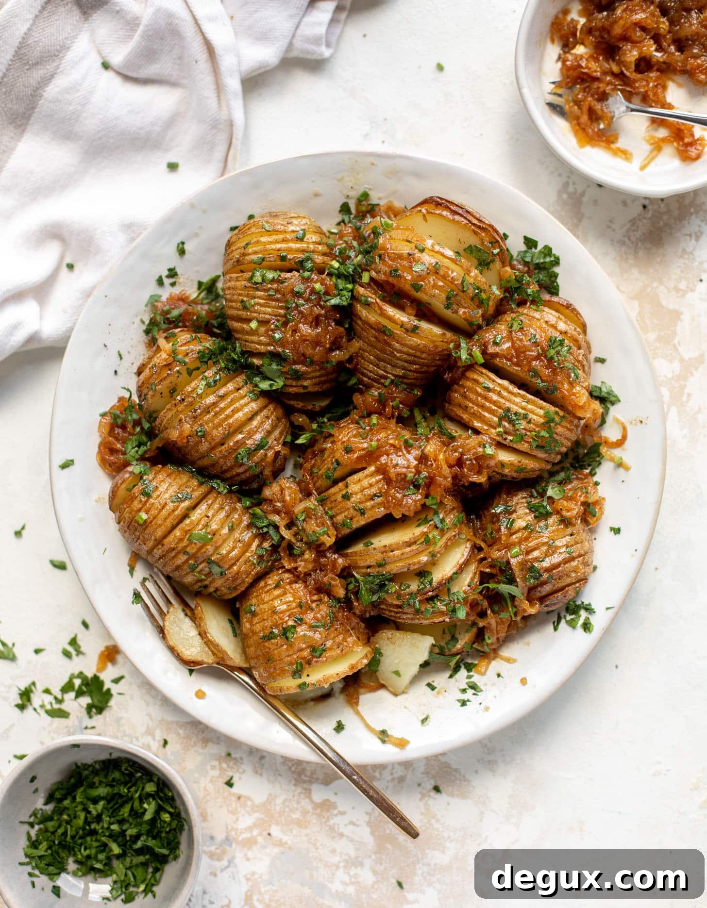 garlic brown butter hasselback potatoes