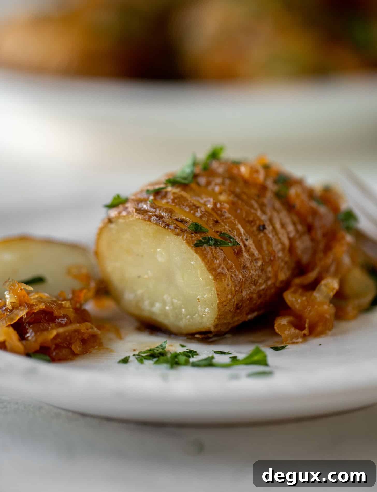 garlic brown butter hasselback potatoes