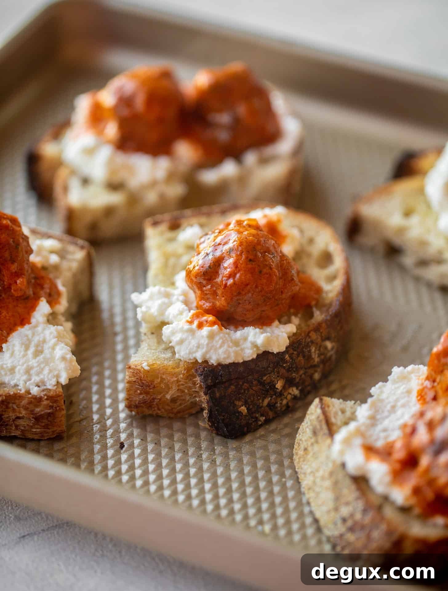 vodka sauce meatballs on ricotta toast