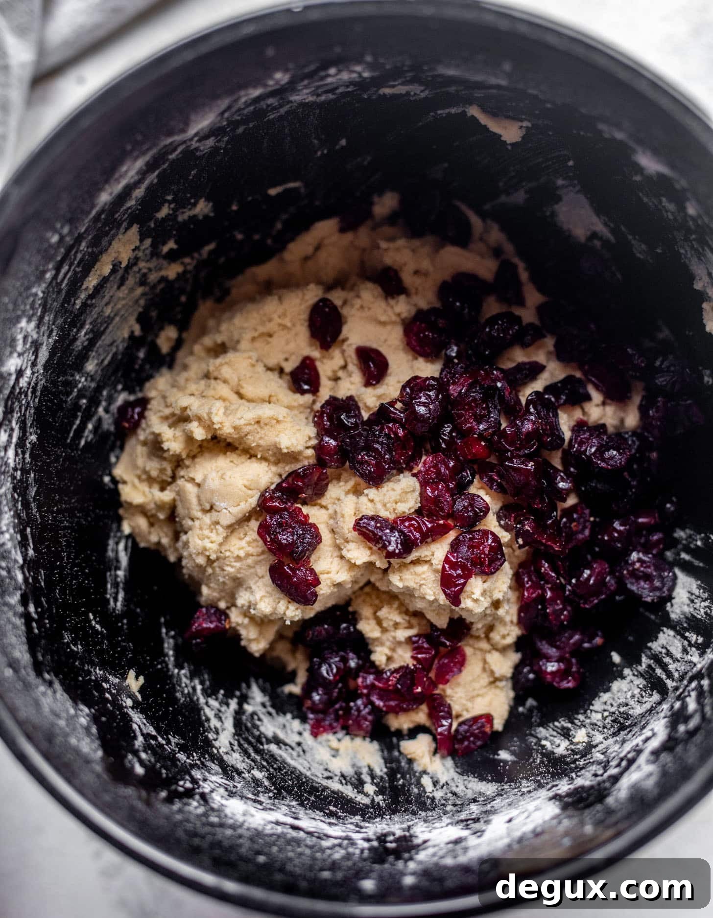 cookie dough with dried cranberries
