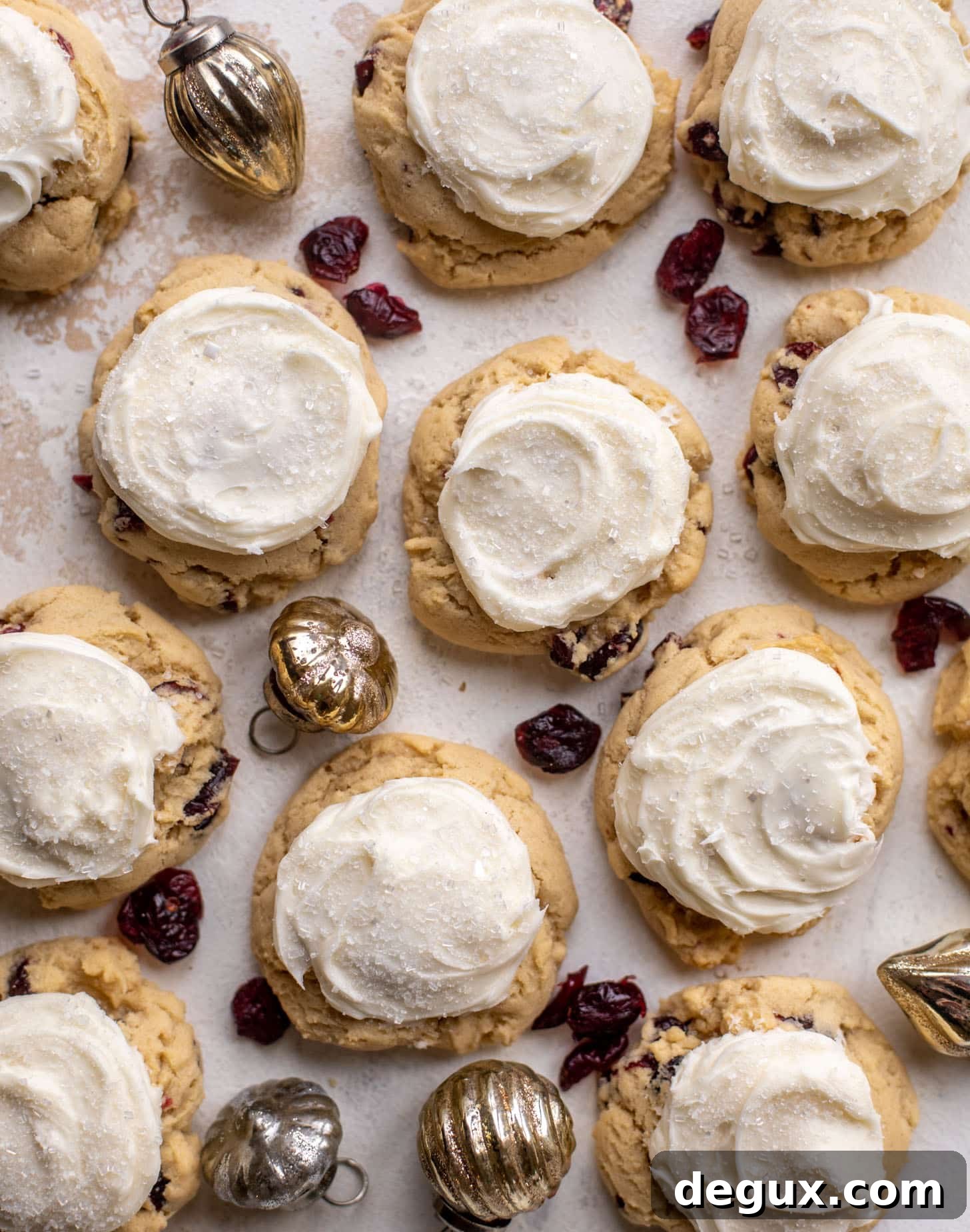 cranberry drop cookies with cream cheese frosting