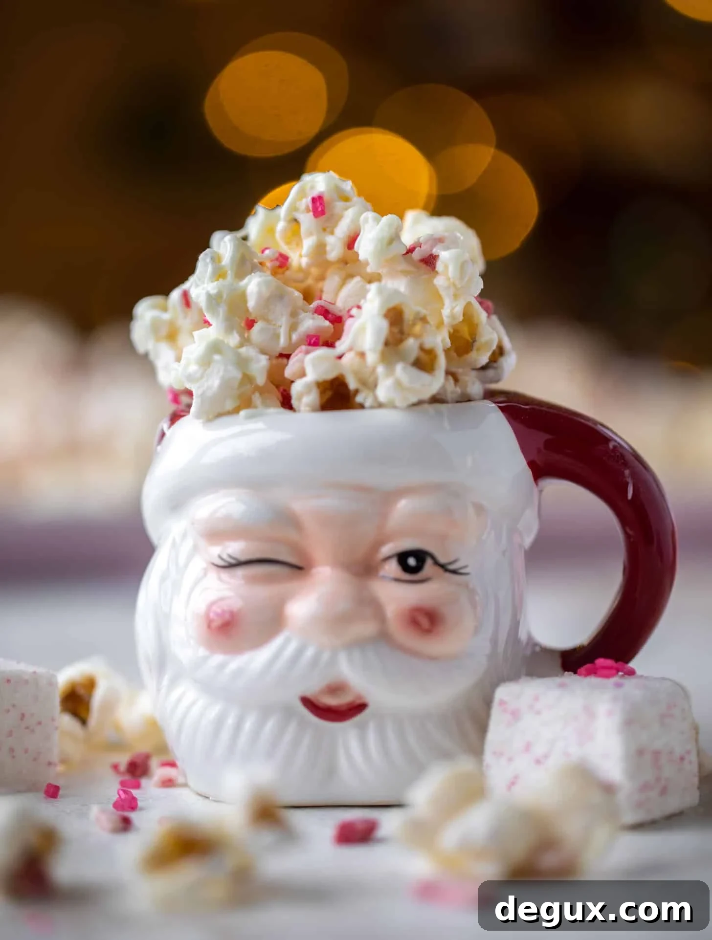 pink peppermint white chocolate popcorn