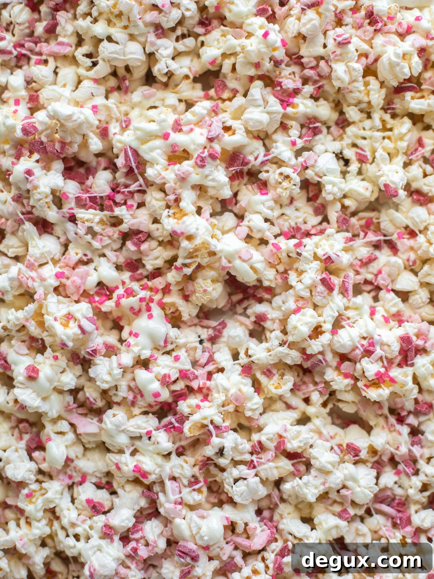 pink peppermint white chocolate popcorn