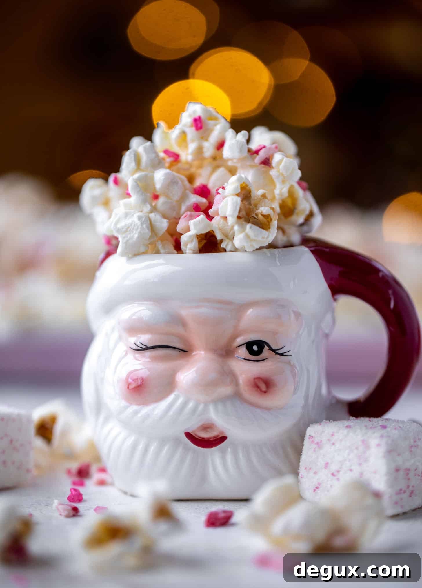 pink peppermint white chocolate popcorn
