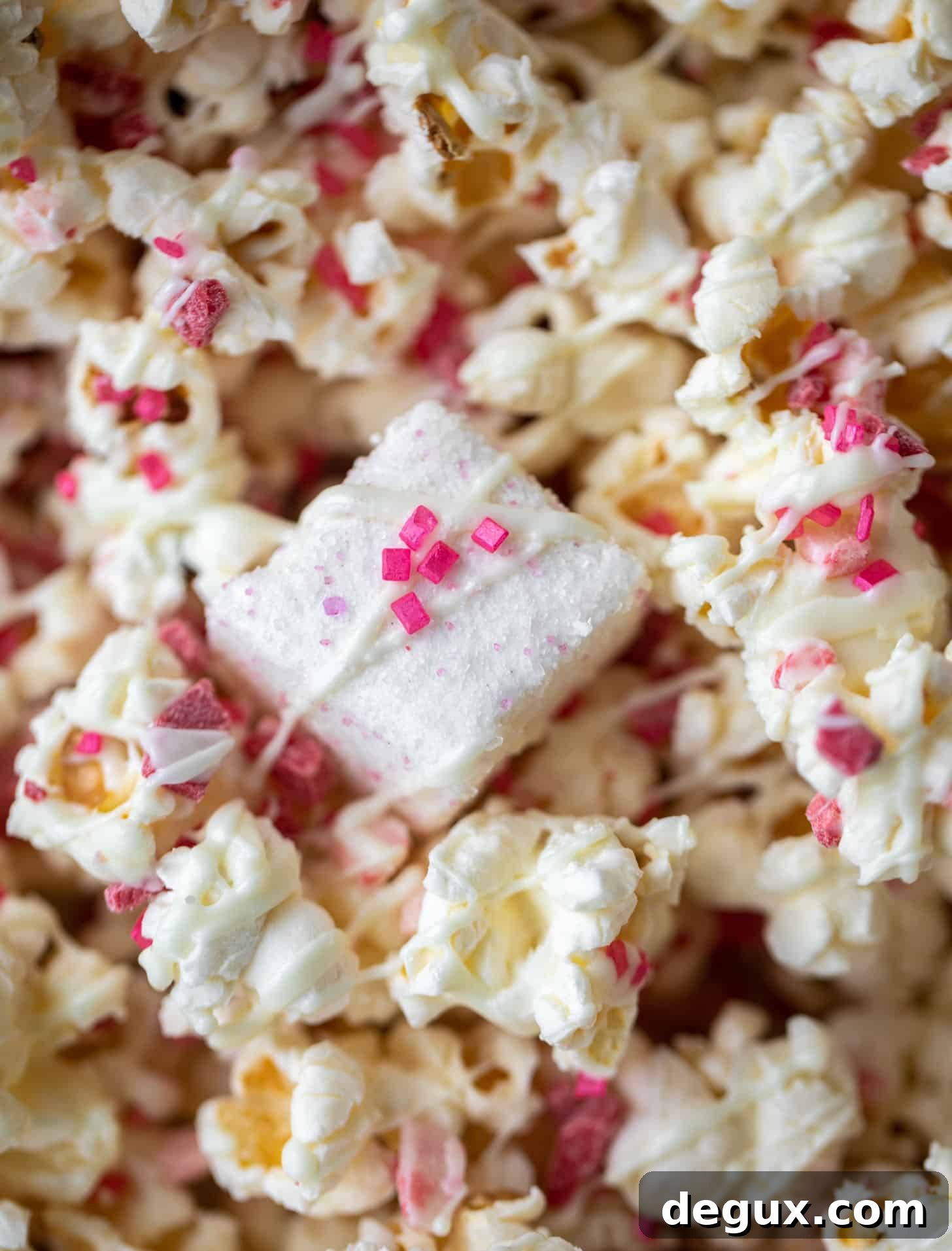 pink peppermint white chocolate popcorn