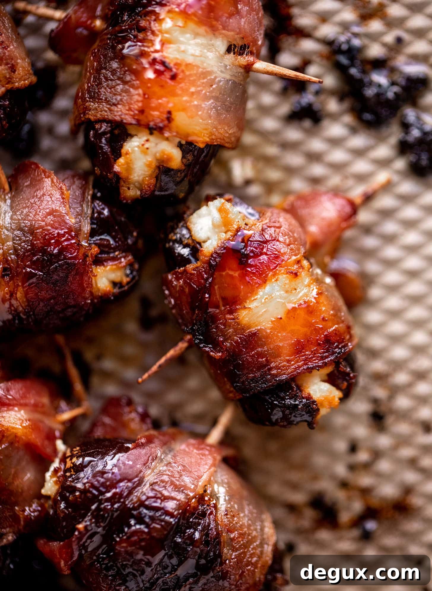 hot honey bacon wrapped goat cheese stuffed dates