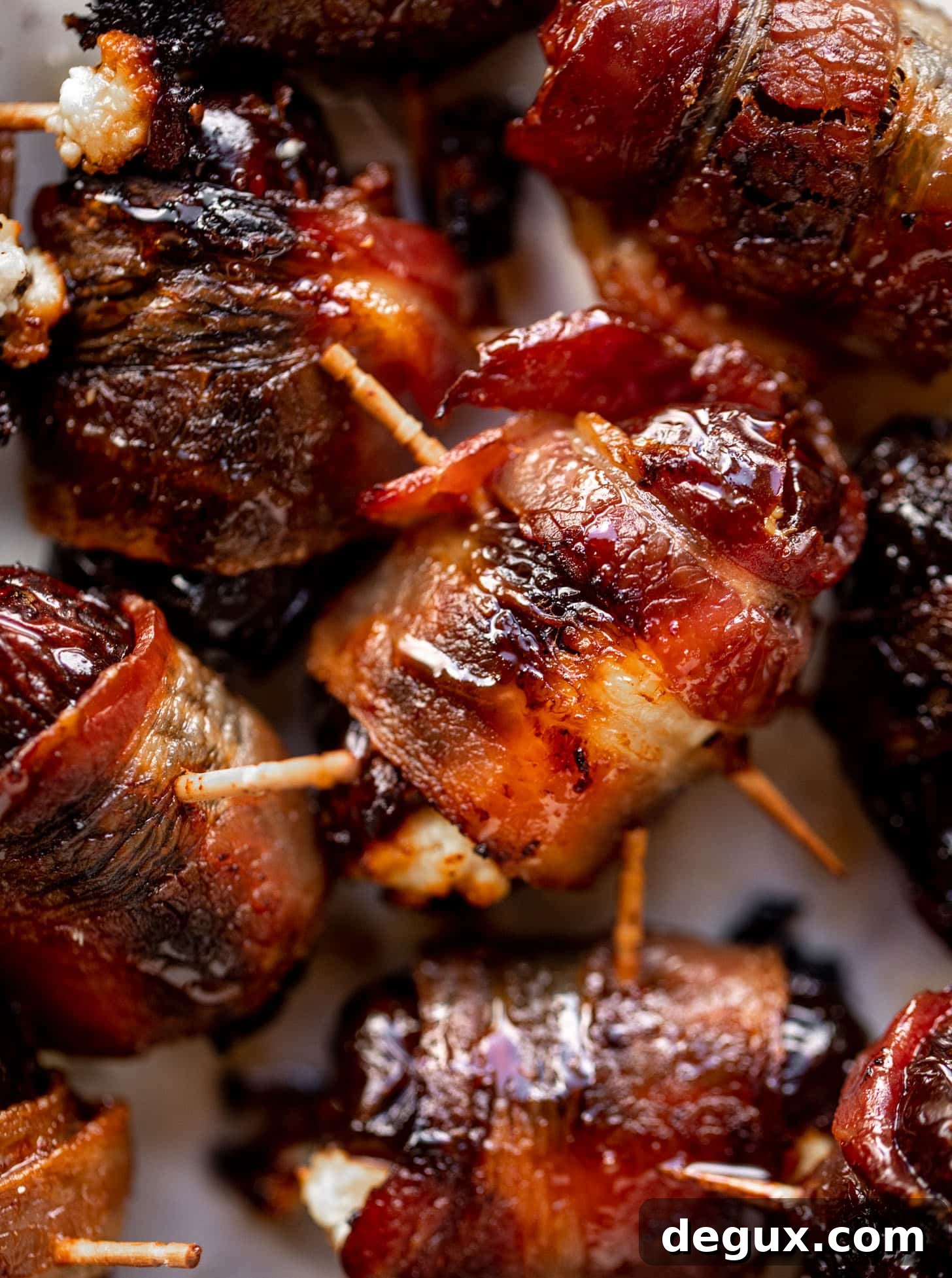hot honey bacon wrapped goat cheese stuffed dates