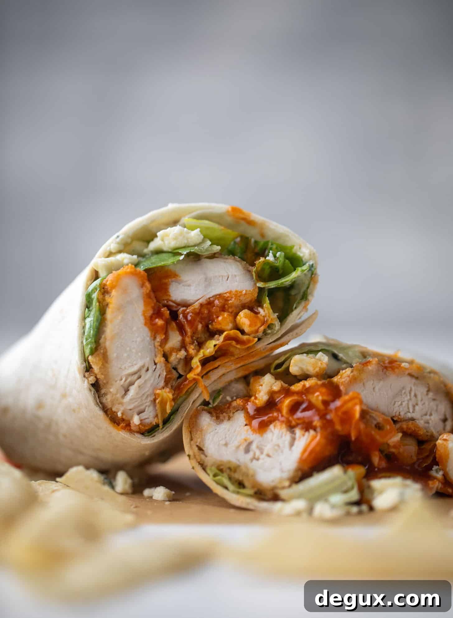 hot honey buffalo chicken wraps