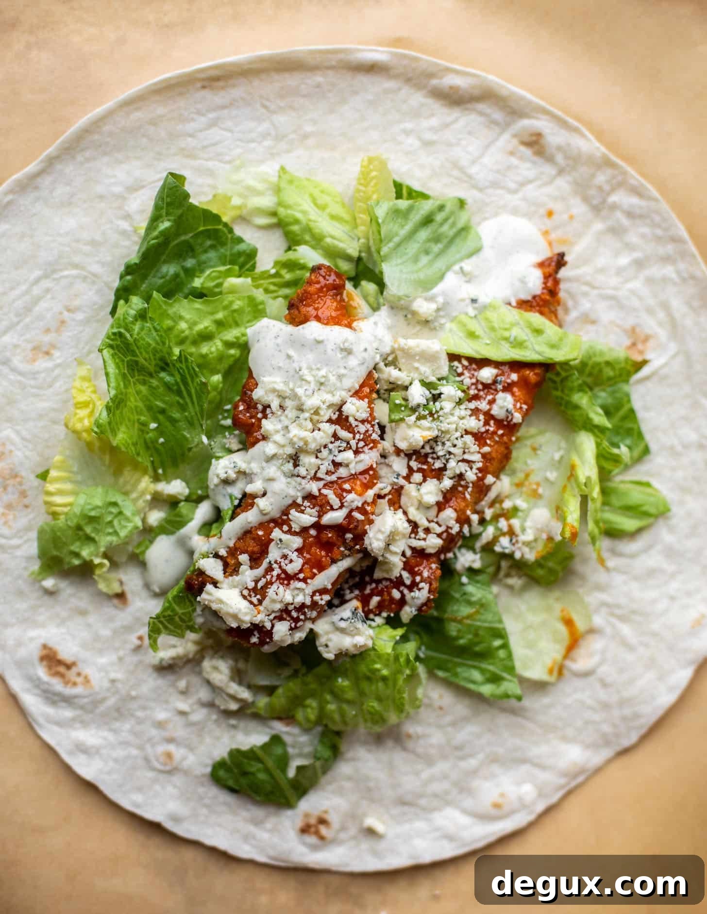 hot honey buffalo chicken wraps