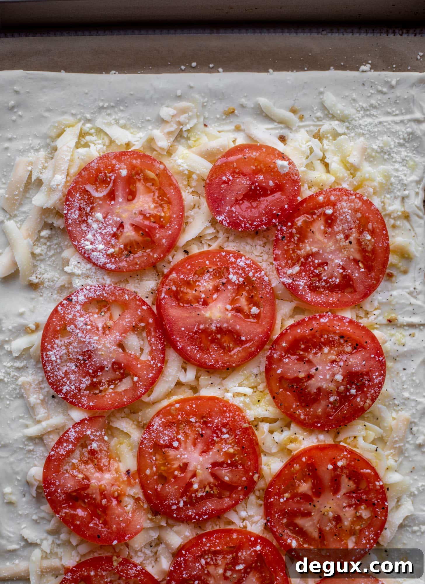 Quick Weeknight White Pizza Recipe for Busy Nights 3 puff pastry, cheese and tomatoes